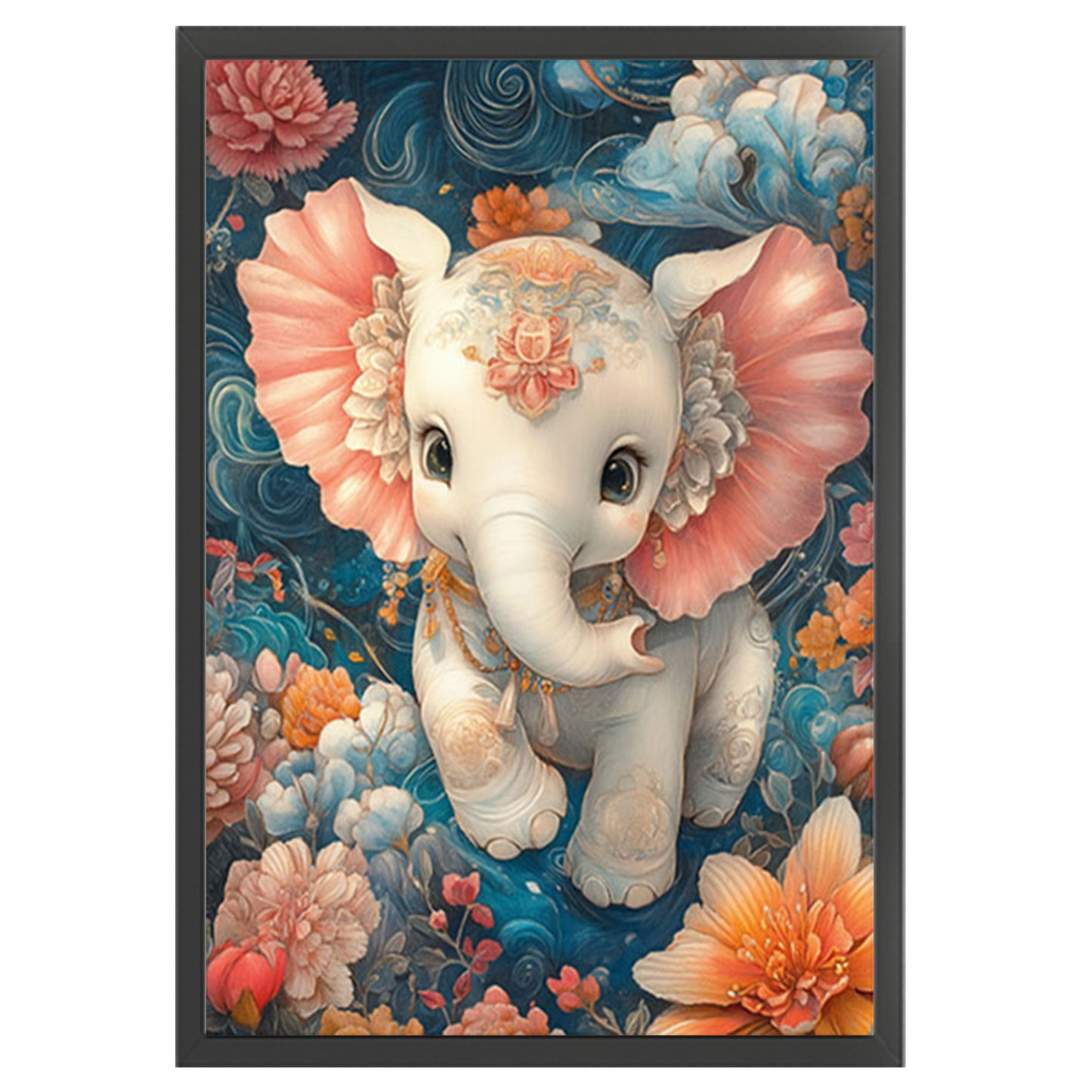 Lucky Elephant - Full 11CT Stamped Cross Stitch 50x70CM - Mona Lisa