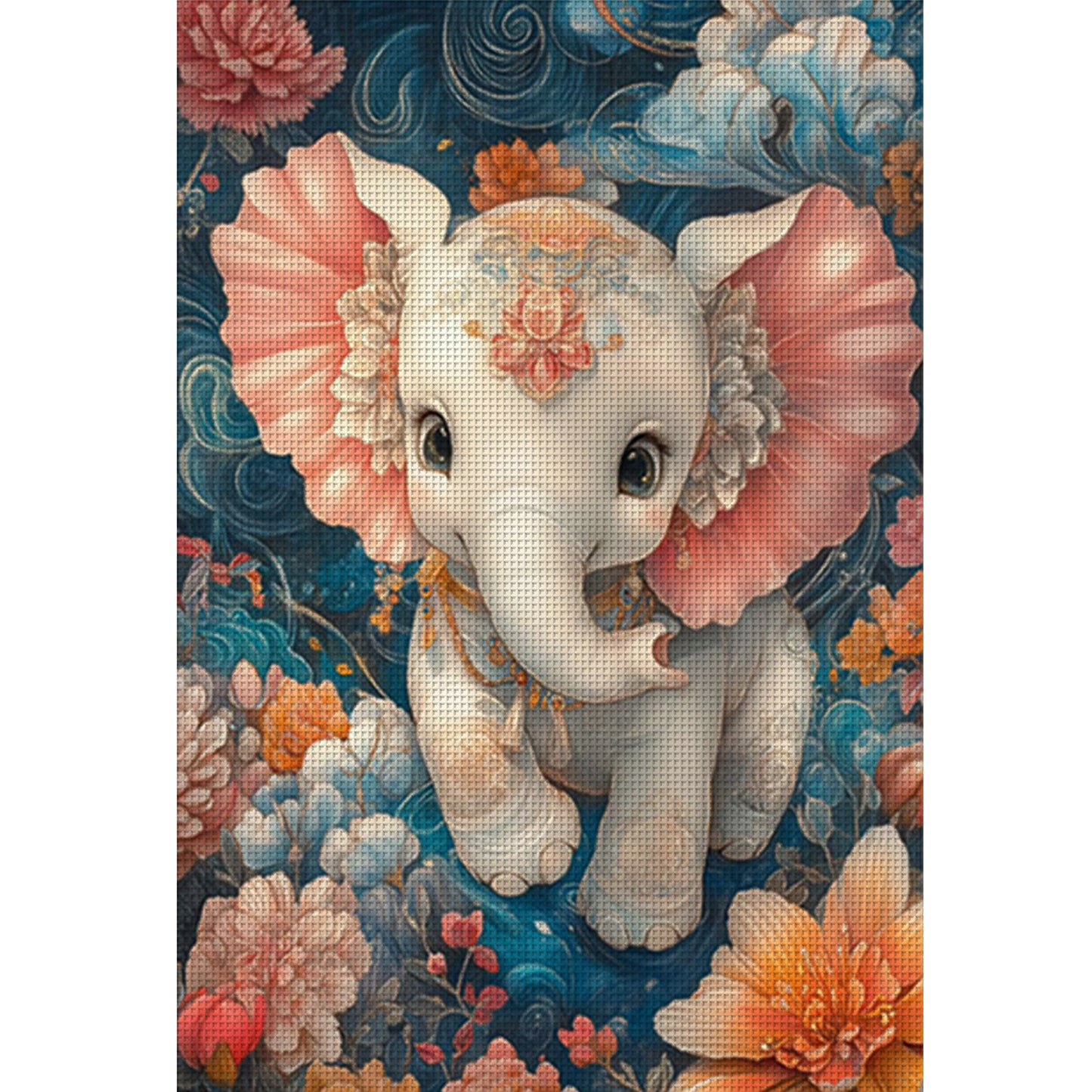Lucky Elephant - Full 11CT Stamped Cross Stitch 50x70CM - Mona Lisa