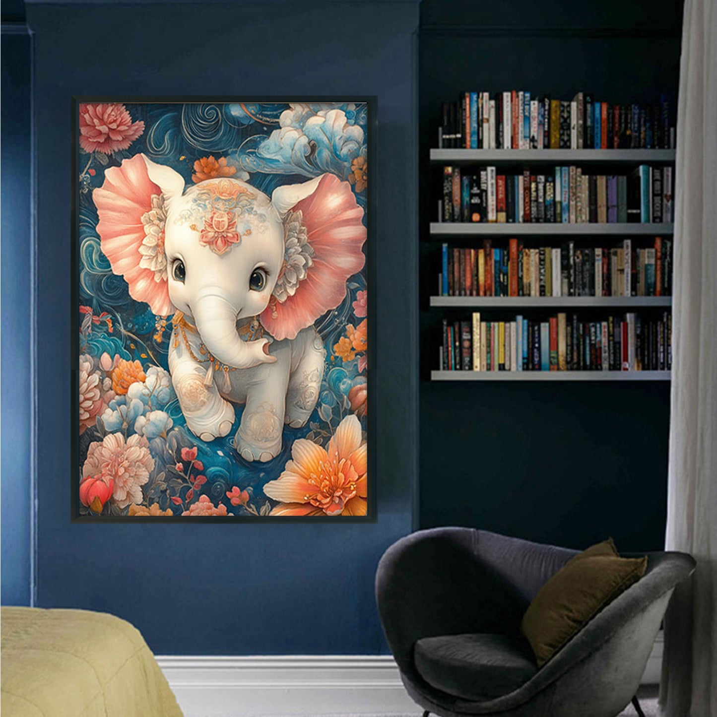 Lucky Elephant - Full 11CT Stamped Cross Stitch 50x70CM - Mona Lisa