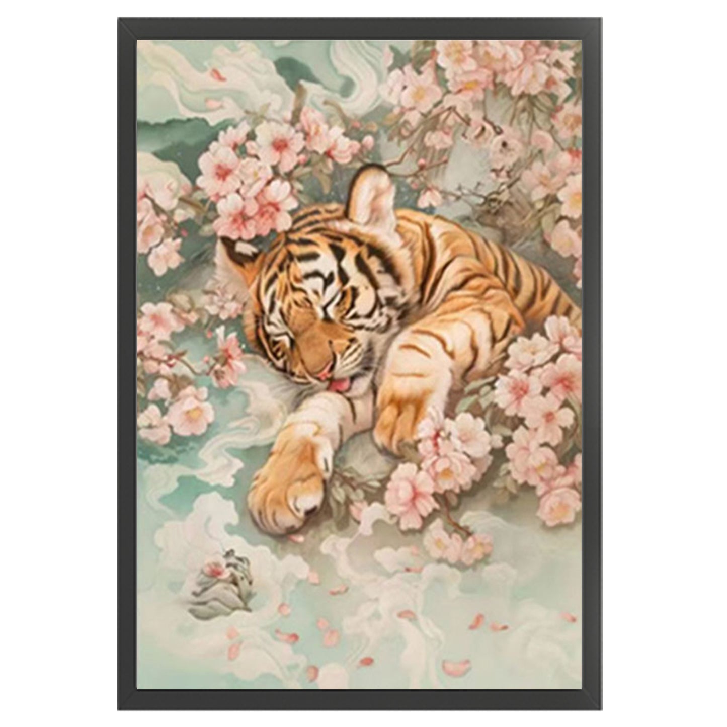 Peach Blossom Little Tiger - Full 11CT Stamped Cross Stitch 50x70CM - Mona Lisa