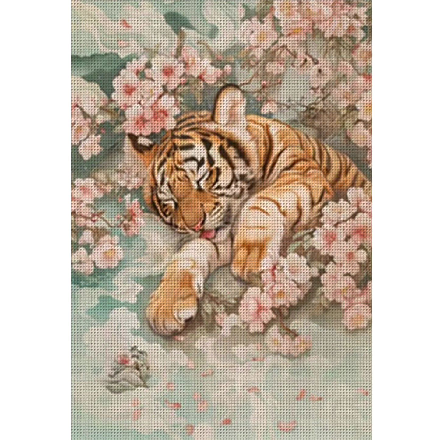 Peach Blossom Little Tiger - Full 11CT Stamped Cross Stitch 50x70CM - Mona Lisa