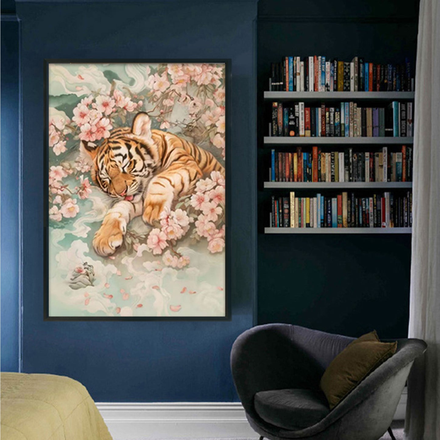 Peach Blossom Little Tiger - Full 11CT Stamped Cross Stitch 50x70CM - Mona Lisa