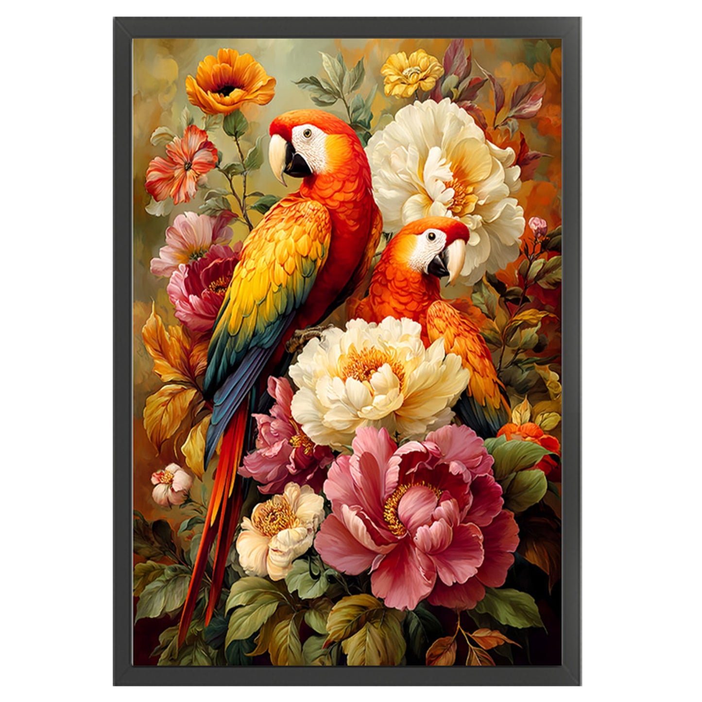 Parrot And Peony - Full 11CT Stamped Cross Stitch 50x70CM - Mona Lisa