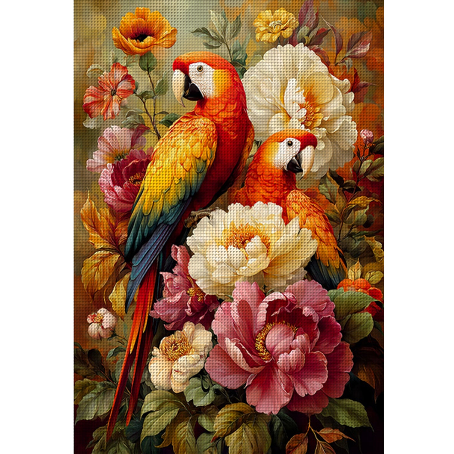 Parrot And Peony - Full 11CT Stamped Cross Stitch 50x70CM - Mona Lisa