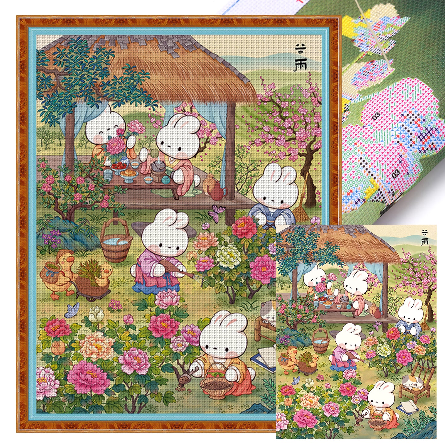 Grain Rain Rabbit - Full 11CT Stamped Cross Stitch 55x70CM - Mona Lisa