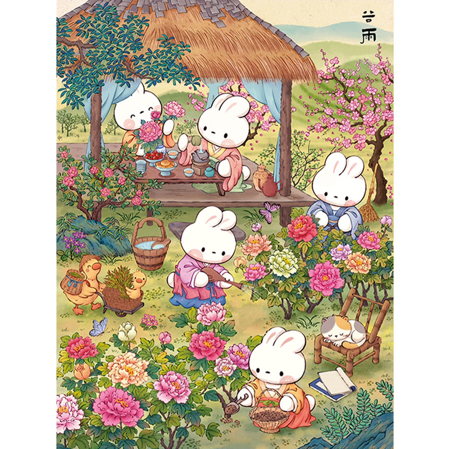 Grain Rain Rabbit - Full 11CT Stamped Cross Stitch 55x70CM - Mona Lisa