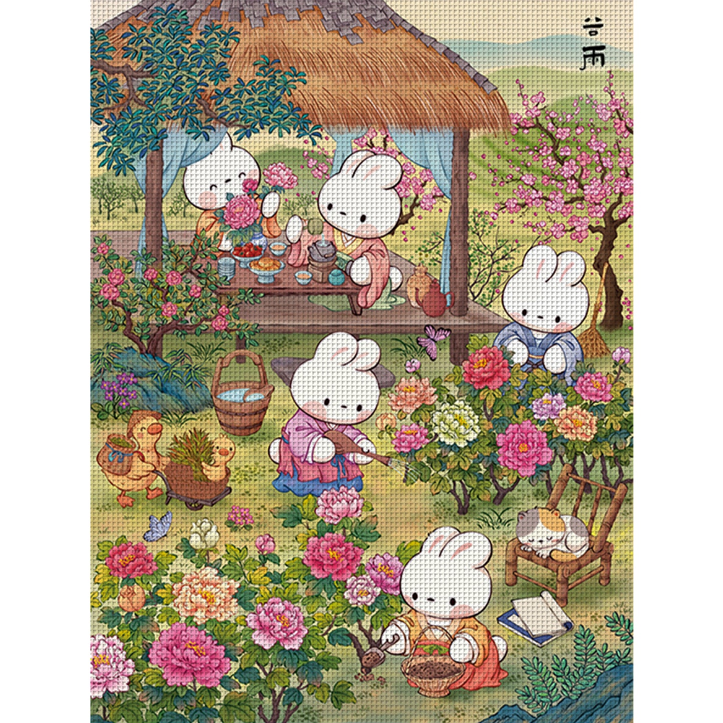 Grain Rain Rabbit - Full 11CT Stamped Cross Stitch 55x70CM - Mona Lisa
