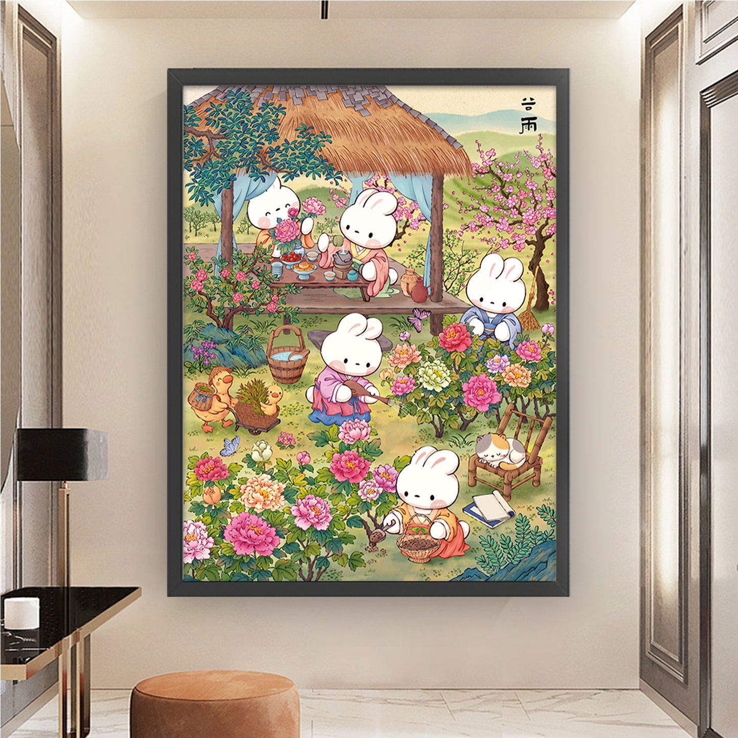 Grain Rain Rabbit - Full 11CT Stamped Cross Stitch 55x70CM - Mona Lisa