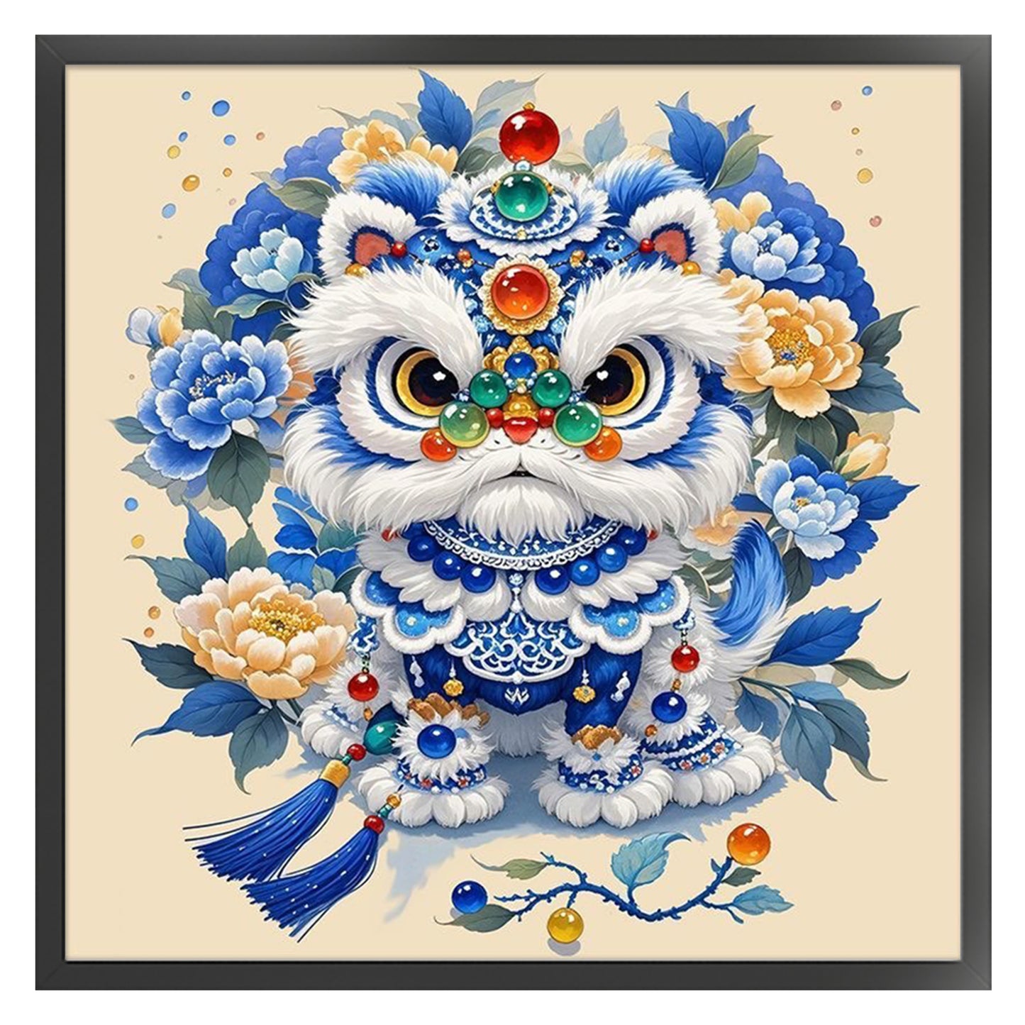 Lucky Lion Blessing - Full 11CT Stamped Cross Stitch 50x50CM - Mona Lisa