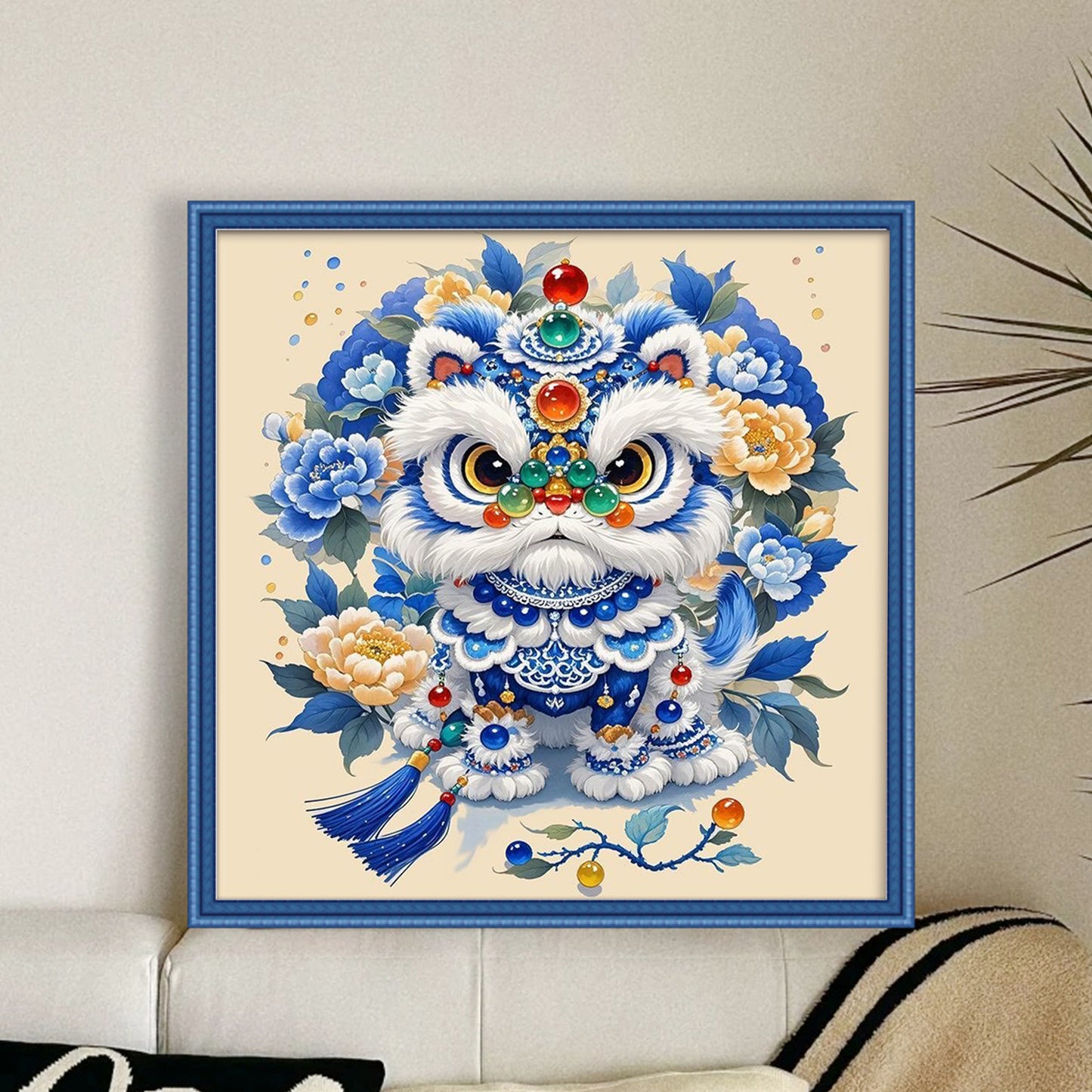 Lucky Lion Blessing - Full 11CT Stamped Cross Stitch 50x50CM - Mona Lisa