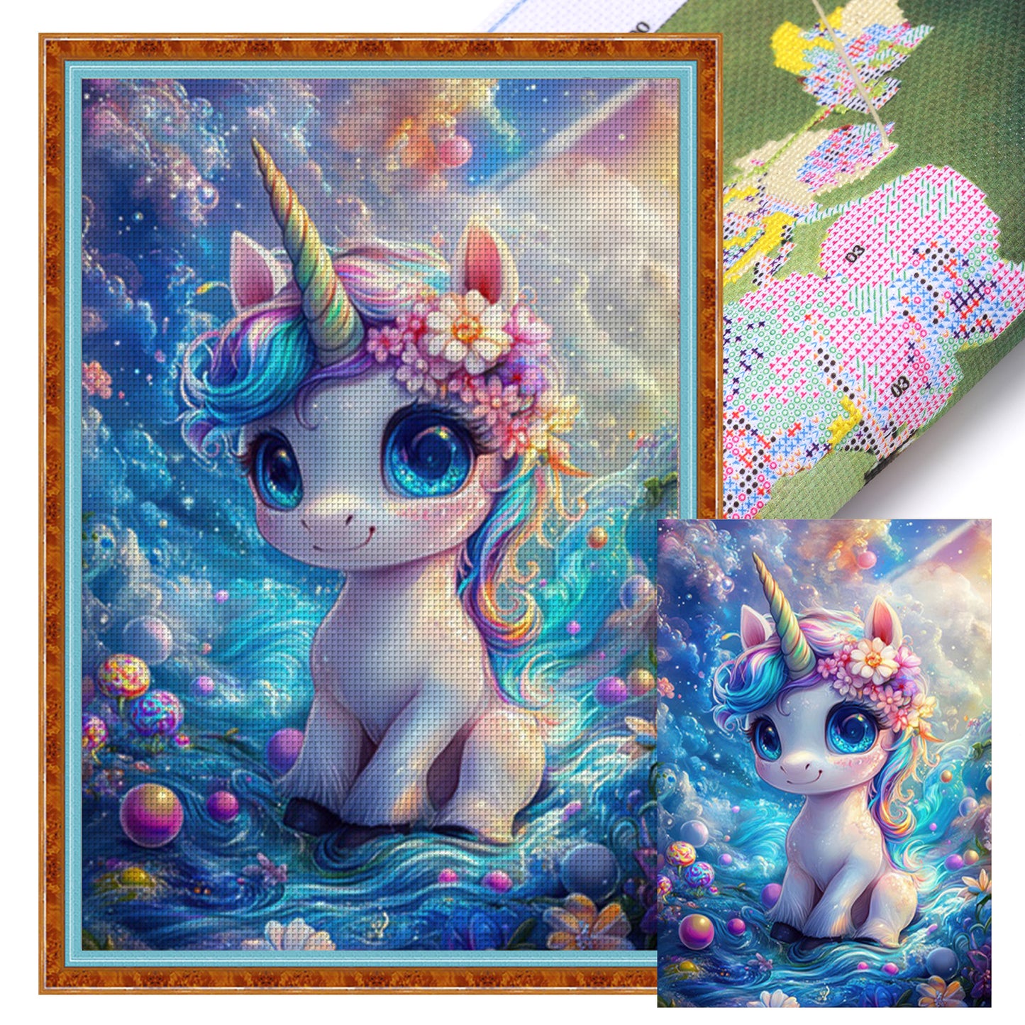 Lucky Unicorn - Full 11CT Stamped Cross Stitch 50x70CM - Mona Lisa