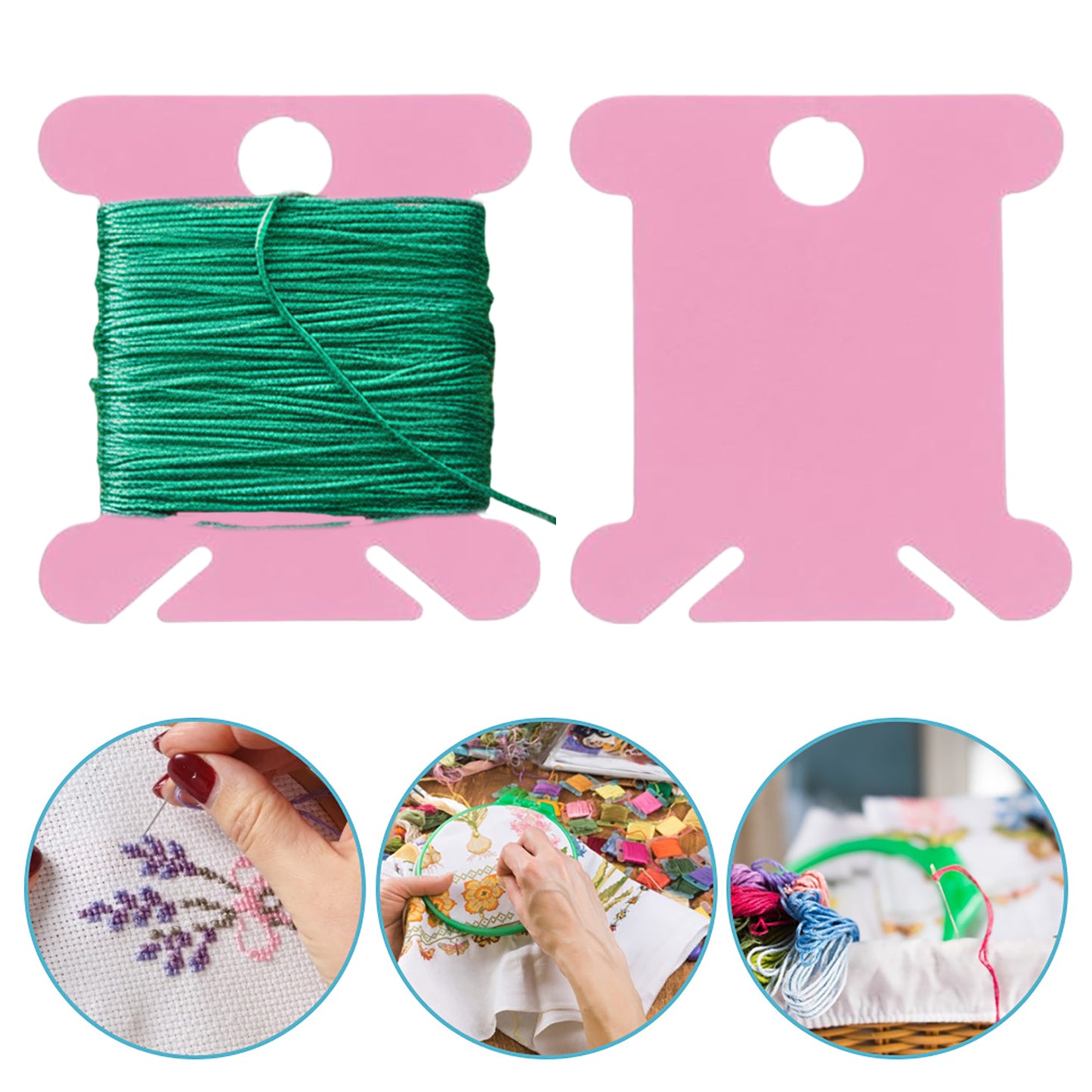 100 PCS Embroidery Floss Bobbins Plastic Embroidery Thread Cards (Random)