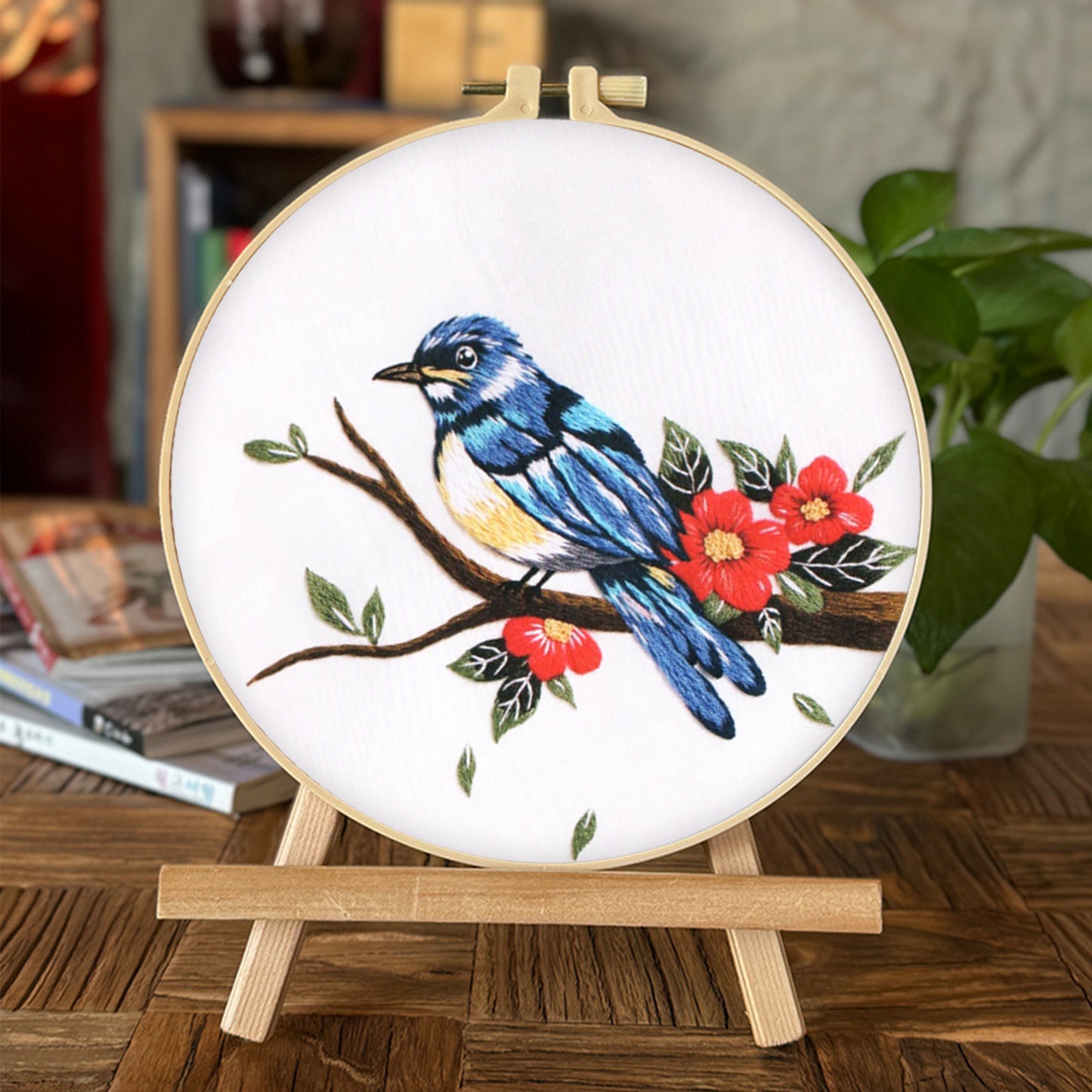 4PCS Birds - DIY Embroidery Cross Stitch Kit with Pattern Cotton Threads Needles Hoop 30x30CM/11.81x11.81in