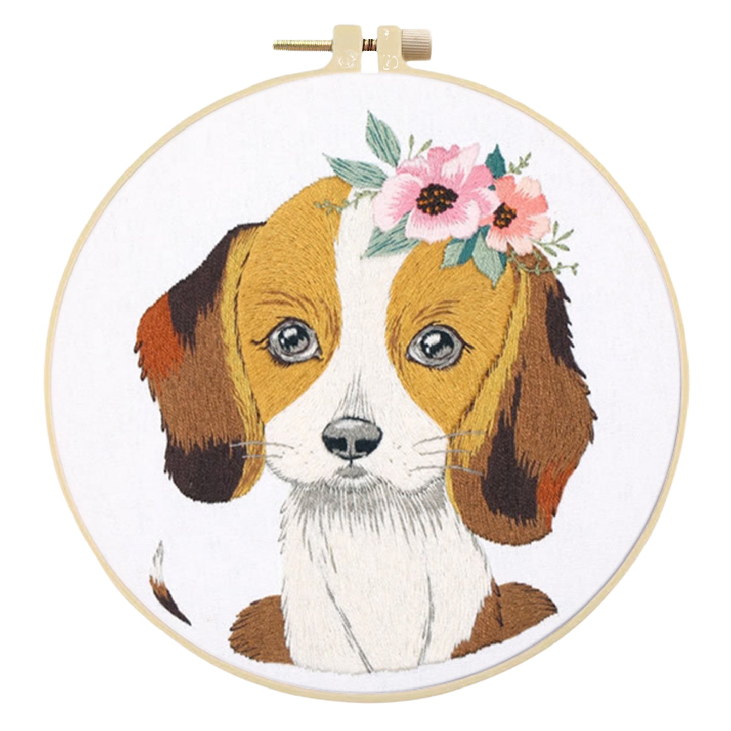 4PCS Puppy - DIY Embroidery Cross Stitch Kit with Pattern Cotton Threads Needles Hoop 30x30CM/11.81x11.81in