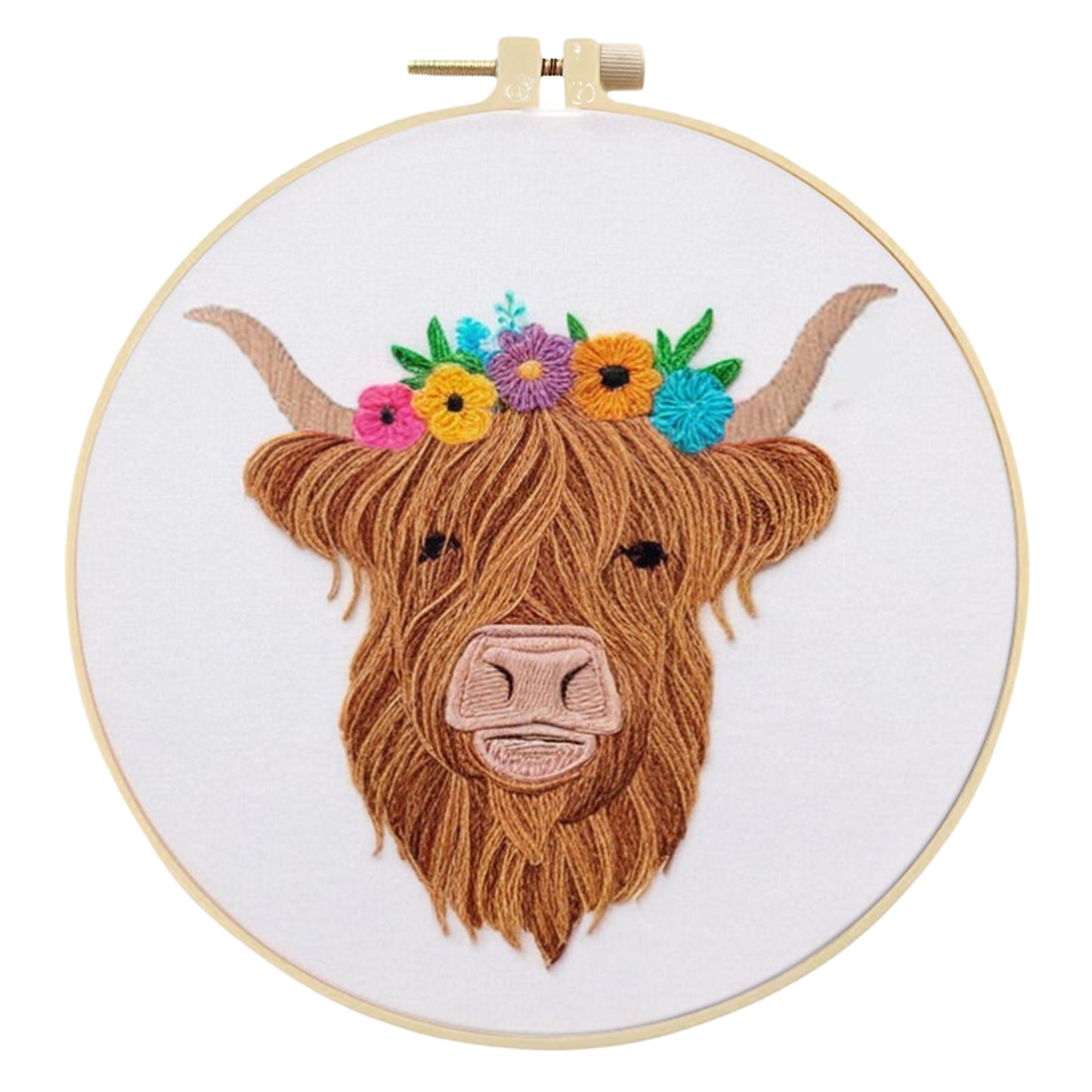 3PCS Yak - DIY Embroidery Cross Stitch Kit with Pattern Cotton Threads Needles Hoop 30x30CM/11.81x11.81in