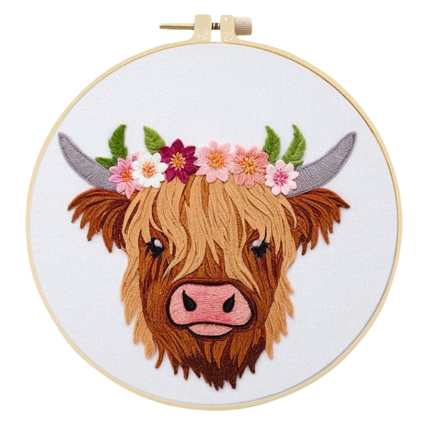 3PCS Yak - DIY Embroidery Cross Stitch Kit with Pattern Cotton Threads Needles Hoop 30x30CM/11.81x11.81in