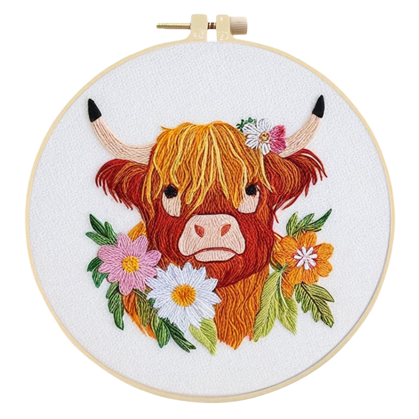 3PCS Yak - DIY Embroidery Cross Stitch Kit with Pattern Cotton Threads Needles Hoop 30x30CM/11.81x11.81in