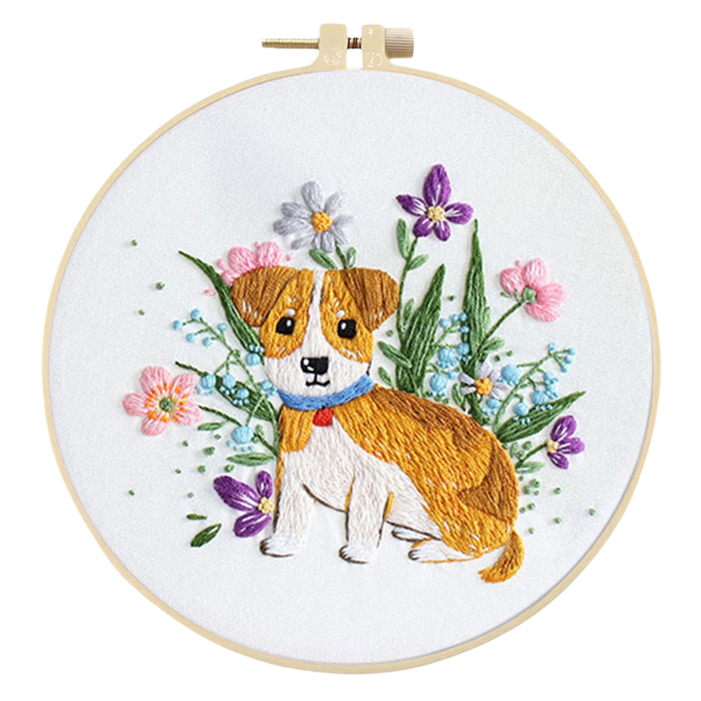 3PCS Puppy - DIY Embroidery Cross Stitch Kit with Pattern Cotton Threads Needles Hoop 30x30CM/11.81x11.81in