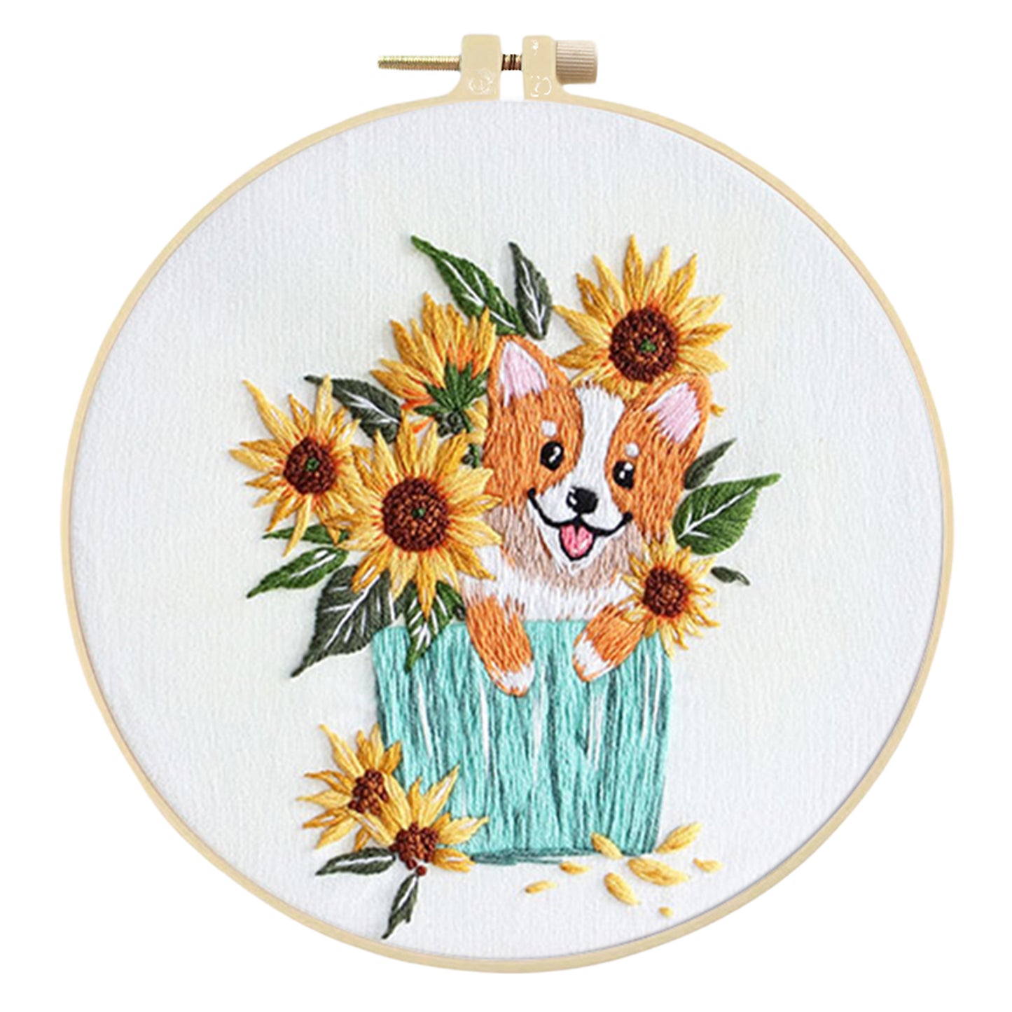 3PCS Puppy - DIY Embroidery Cross Stitch Kit with Pattern Cotton Threads Needles Hoop 30x30CM/11.81x11.81in
