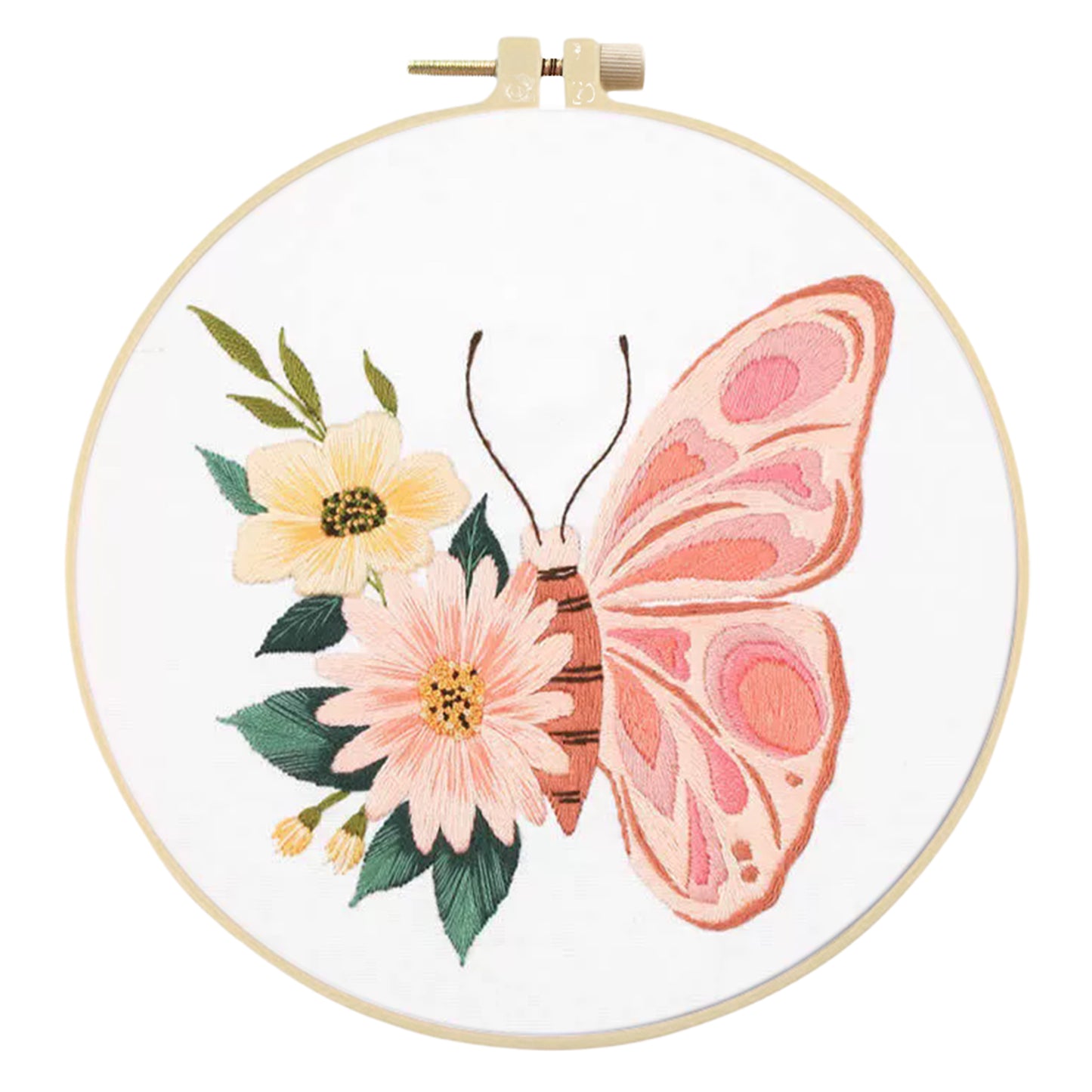 3PCS Butterfly - DIY Embroidery Cross Stitch Kit with Pattern Cotton Threads Needles Hoop 30x30CM/11.81x11.81in