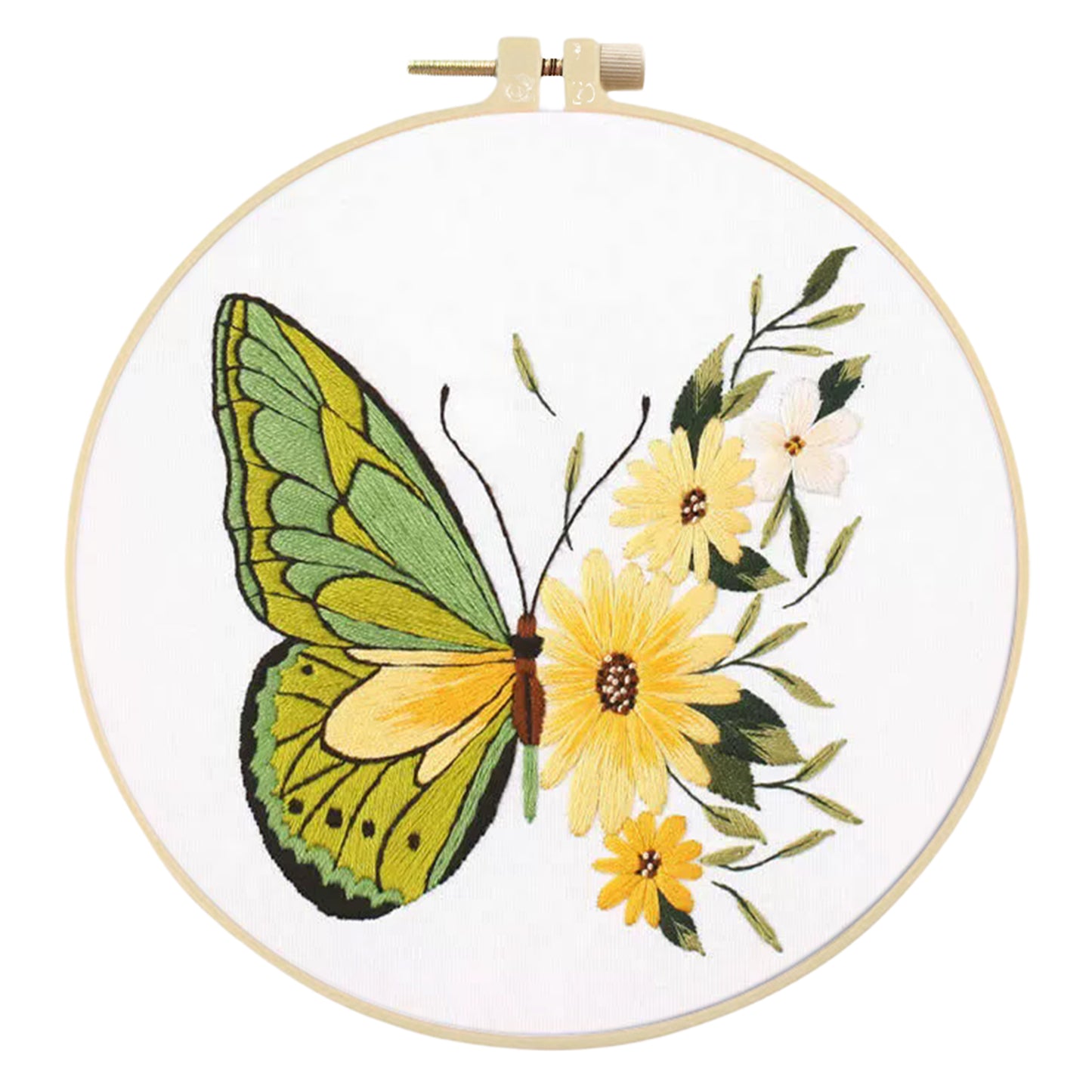 3PCS Butterfly - DIY Embroidery Cross Stitch Kit with Pattern Cotton Threads Needles Hoop 30x30CM/11.81x11.81in