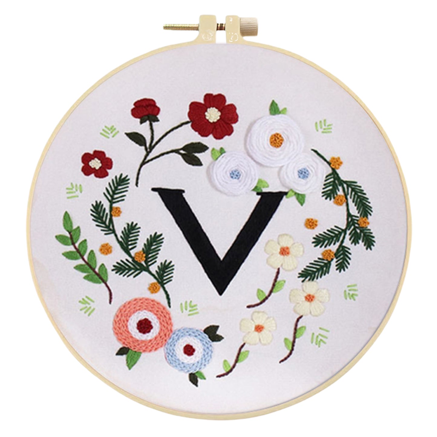 4PCS Flowers & Love - DIY Embroidery Cross Stitch Kit with Pattern Cotton Threads Needles Hoop 30x30CM/11.81x11.81in