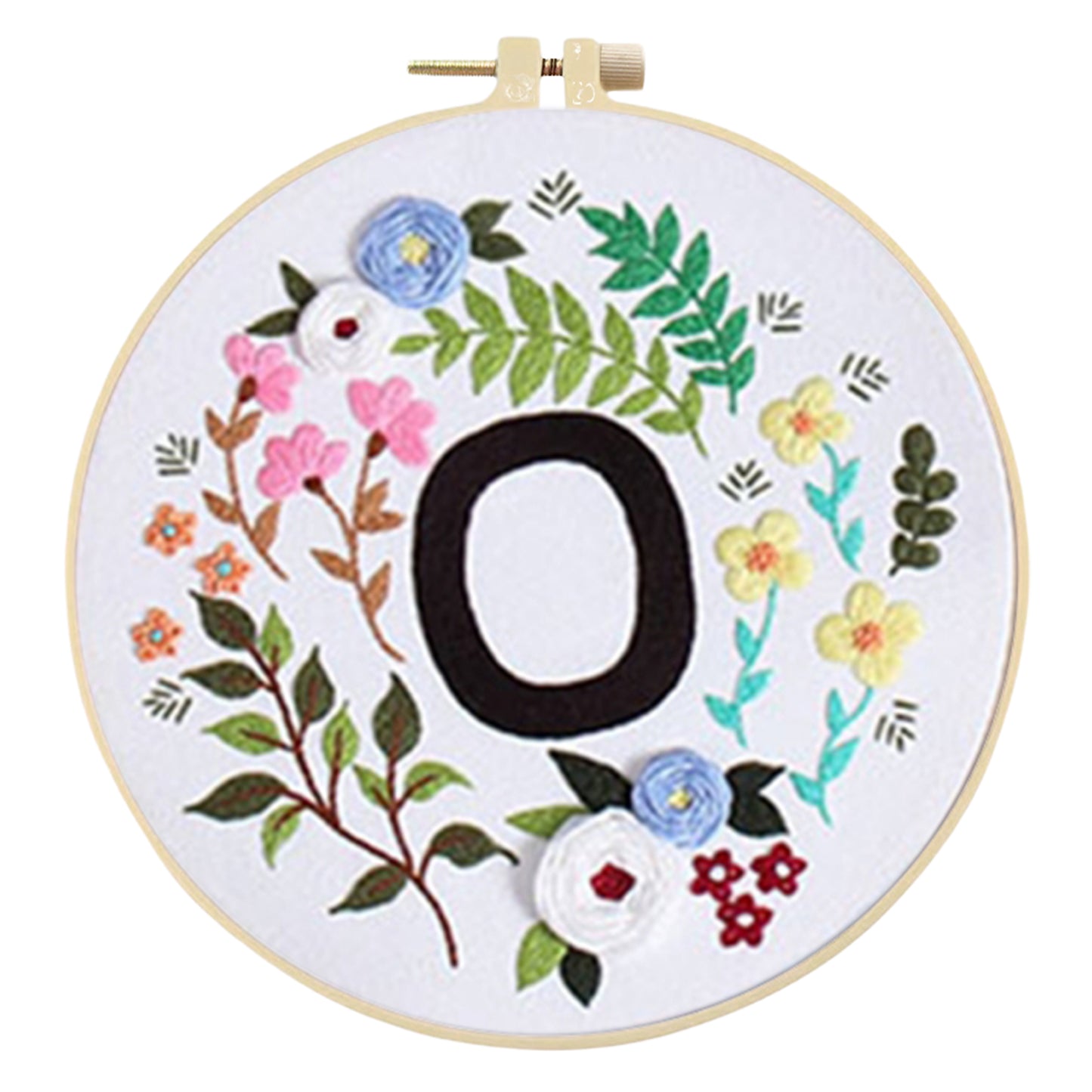4PCS Flowers & Love - DIY Embroidery Cross Stitch Kit with Pattern Cotton Threads Needles Hoop 30x30CM/11.81x11.81in