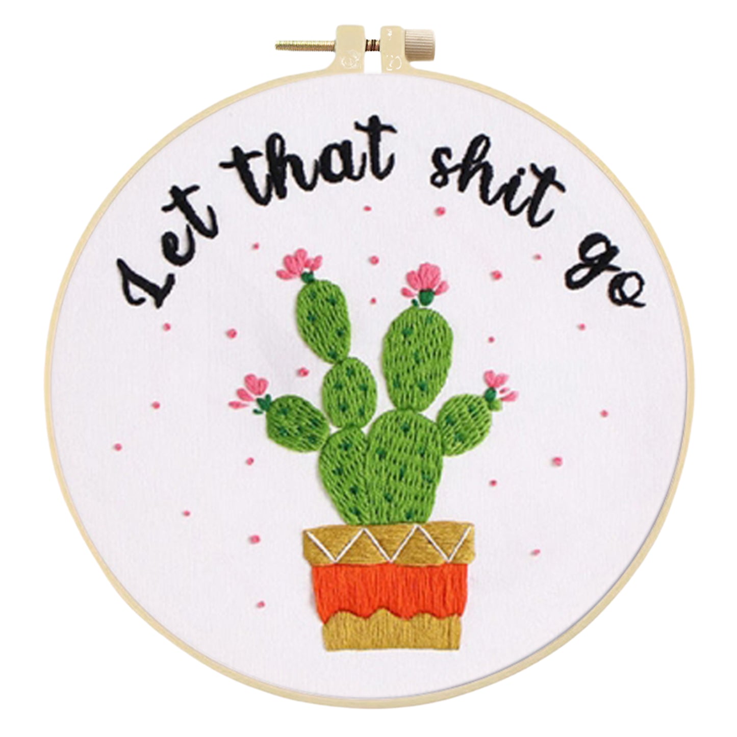 4PCS Cactus - DIY Embroidery Cross Stitch Kit with Pattern Cotton Threads Needles Hoop 30x30CM/11.81x11.81in