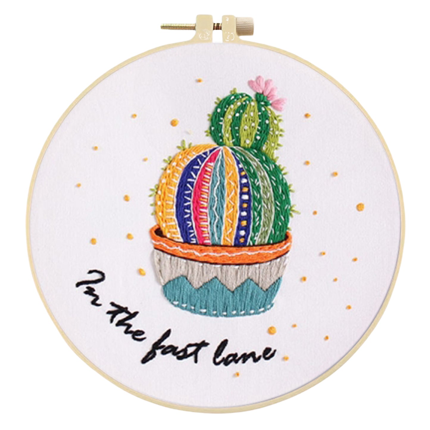 4PCS Cactus - DIY Embroidery Cross Stitch Kit with Pattern Cotton Threads Needles Hoop 30x30CM/11.81x11.81in