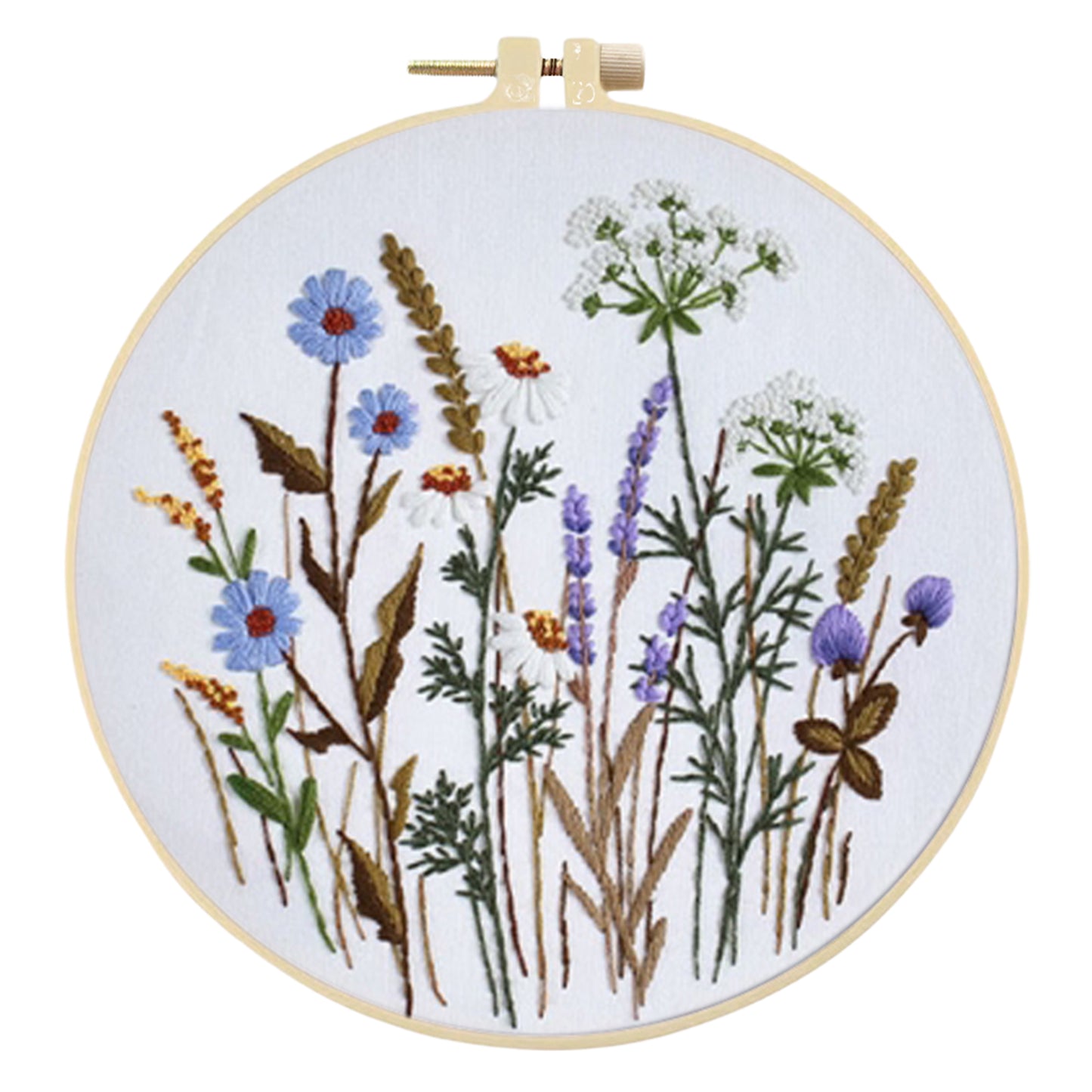 4PCS Plant Series - DIY Embroidery Cross Stitch Kit with Pattern Cotton Threads Needles Hoop 30x30CM/11.81x11.81in