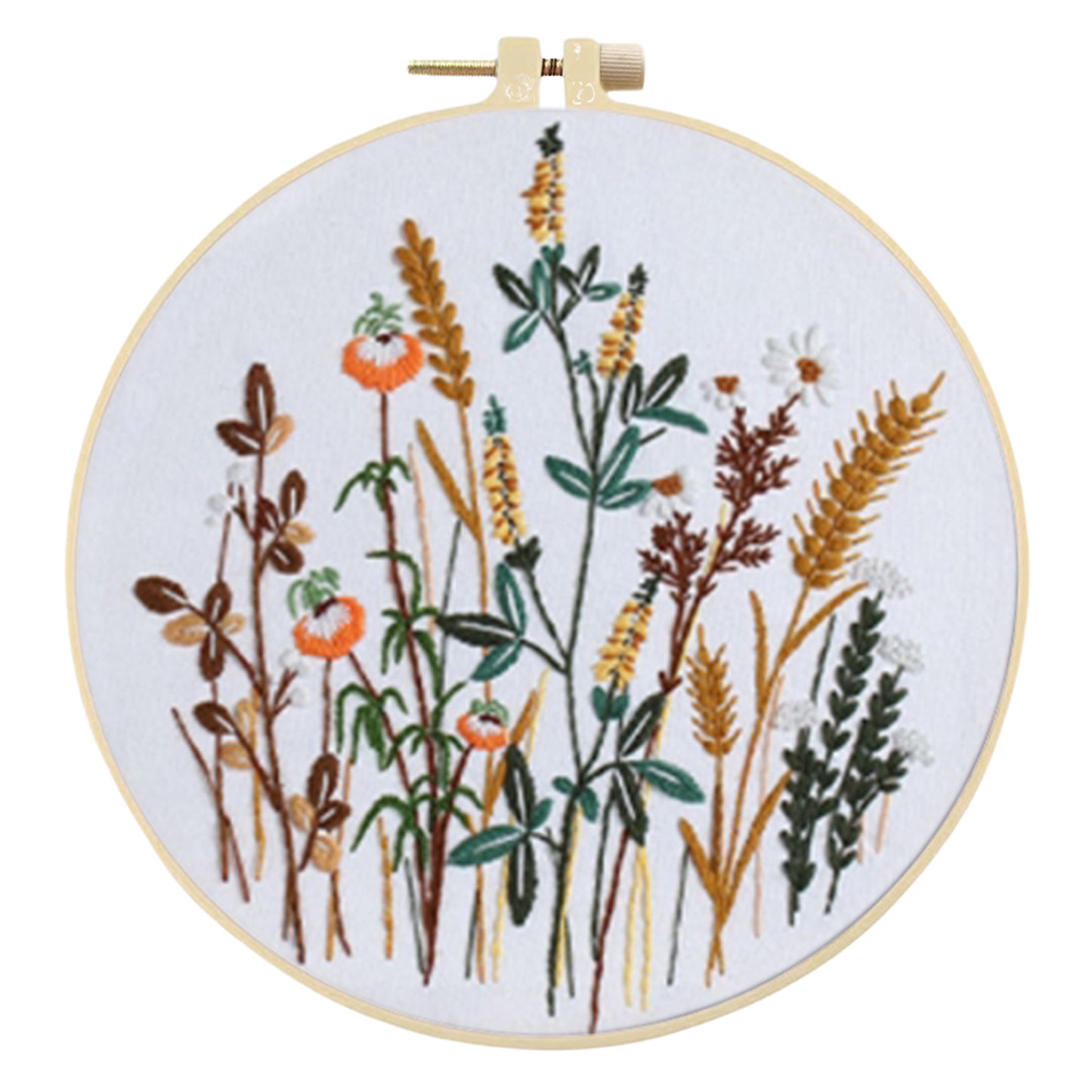 4PCS Plant Series - DIY Embroidery Cross Stitch Kit with Pattern Cotton Threads Needles Hoop 30x30CM/11.81x11.81in