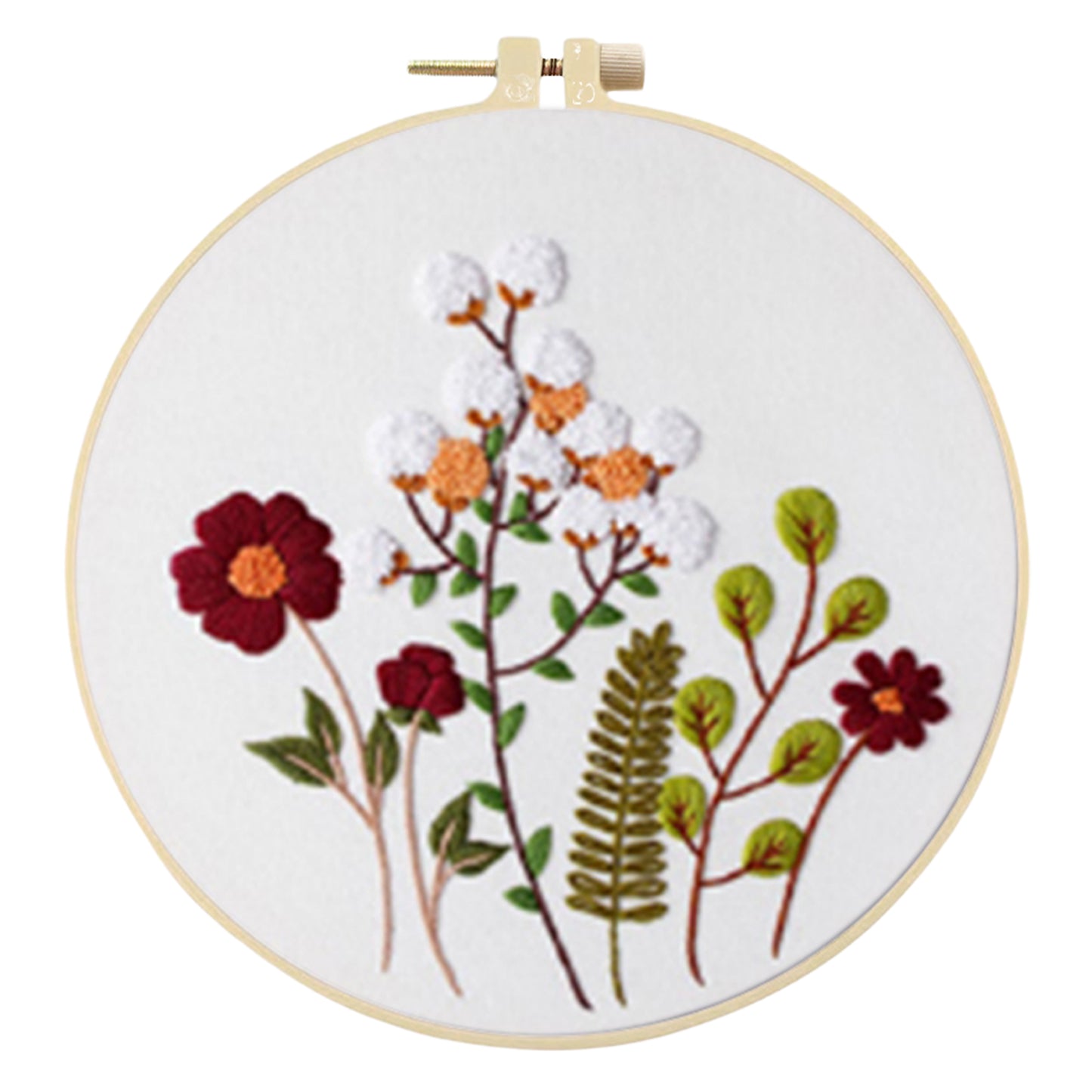 4PCS Plant Series - DIY Embroidery Cross Stitch Kit with Pattern Cotton Threads Needles Hoop 30x30CM/11.81x11.81in