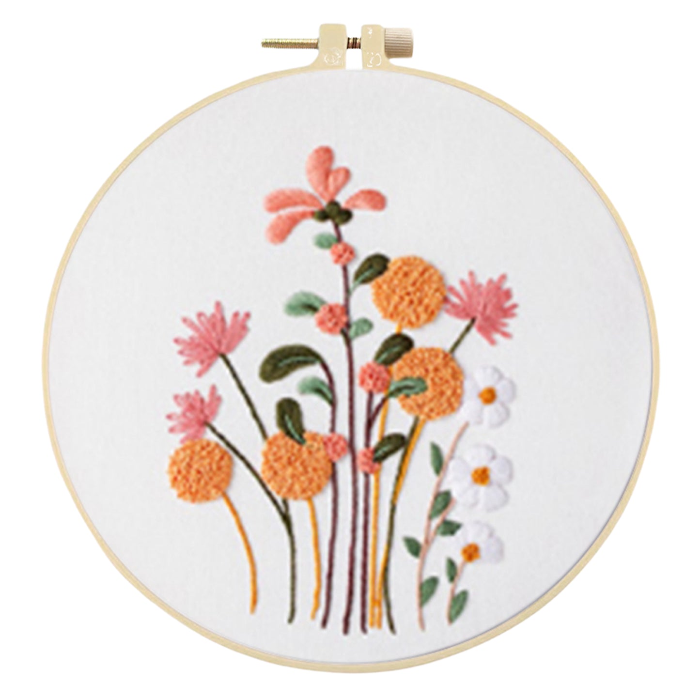 4PCS Plant Series - DIY Embroidery Cross Stitch Kit with Pattern Cotton Threads Needles Hoop 30x30CM/11.81x11.81in