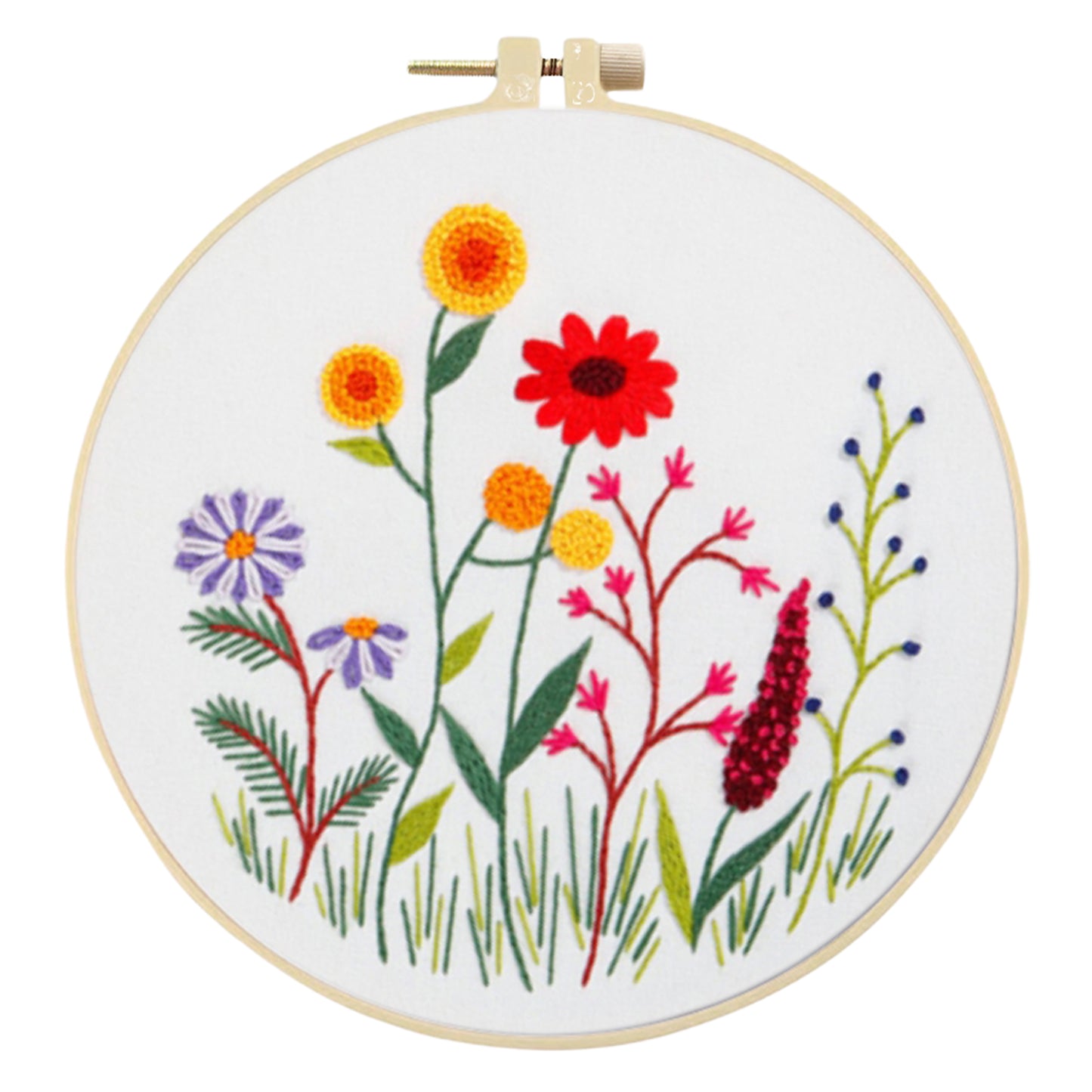 4PCS Plant Series - DIY Embroidery Cross Stitch Kit with Pattern Cotton Threads Needles Hoop 30x30CM/11.81x11.81in