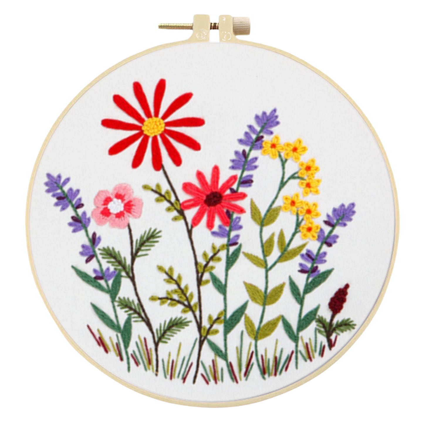 4PCS Plant Series - DIY Embroidery Cross Stitch Kit with Pattern Cotton Threads Needles Hoop 30x30CM/11.81x11.81in