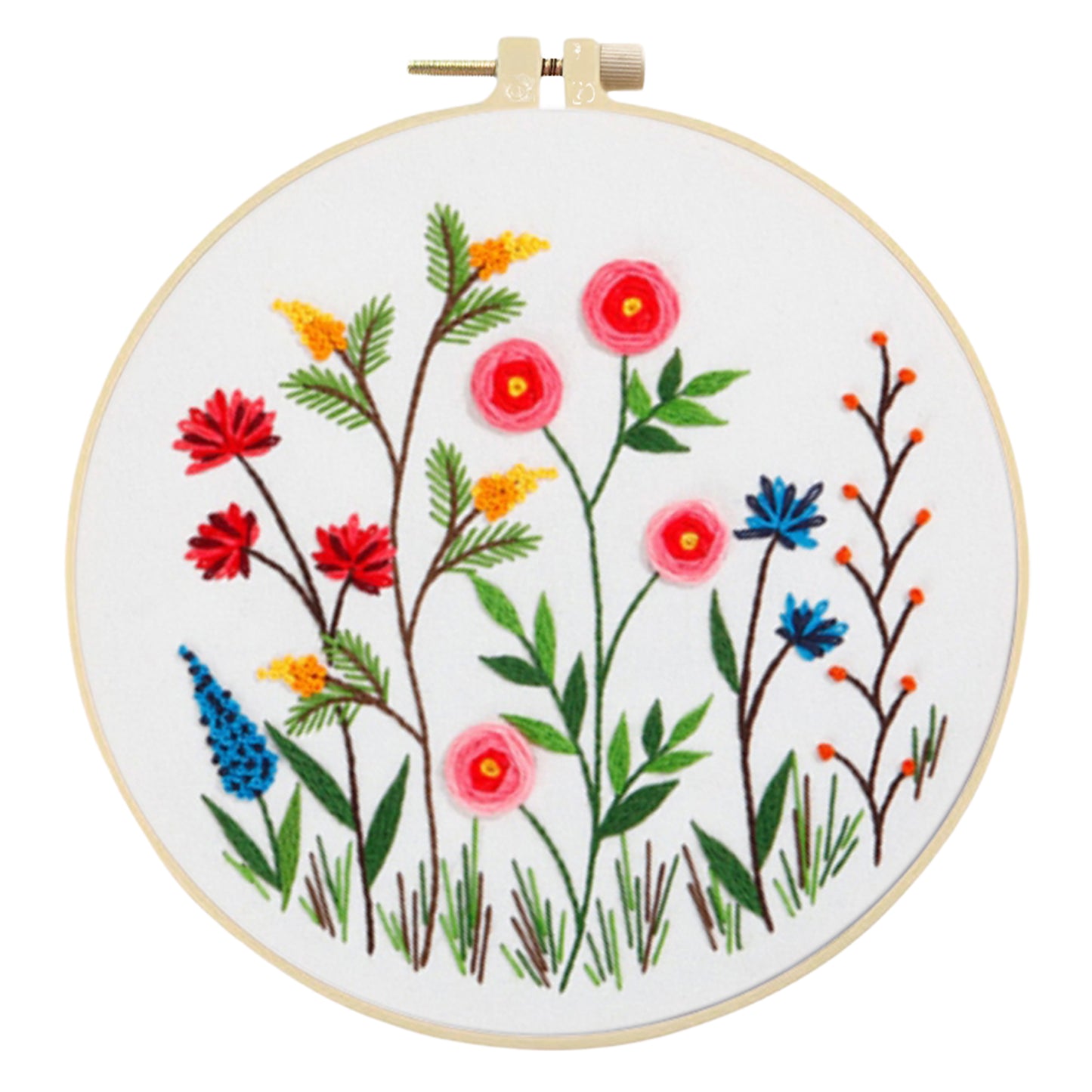 4PCS Plant Series - DIY Embroidery Cross Stitch Kit with Pattern Cotton Threads Needles Hoop 30x30CM/11.81x11.81in