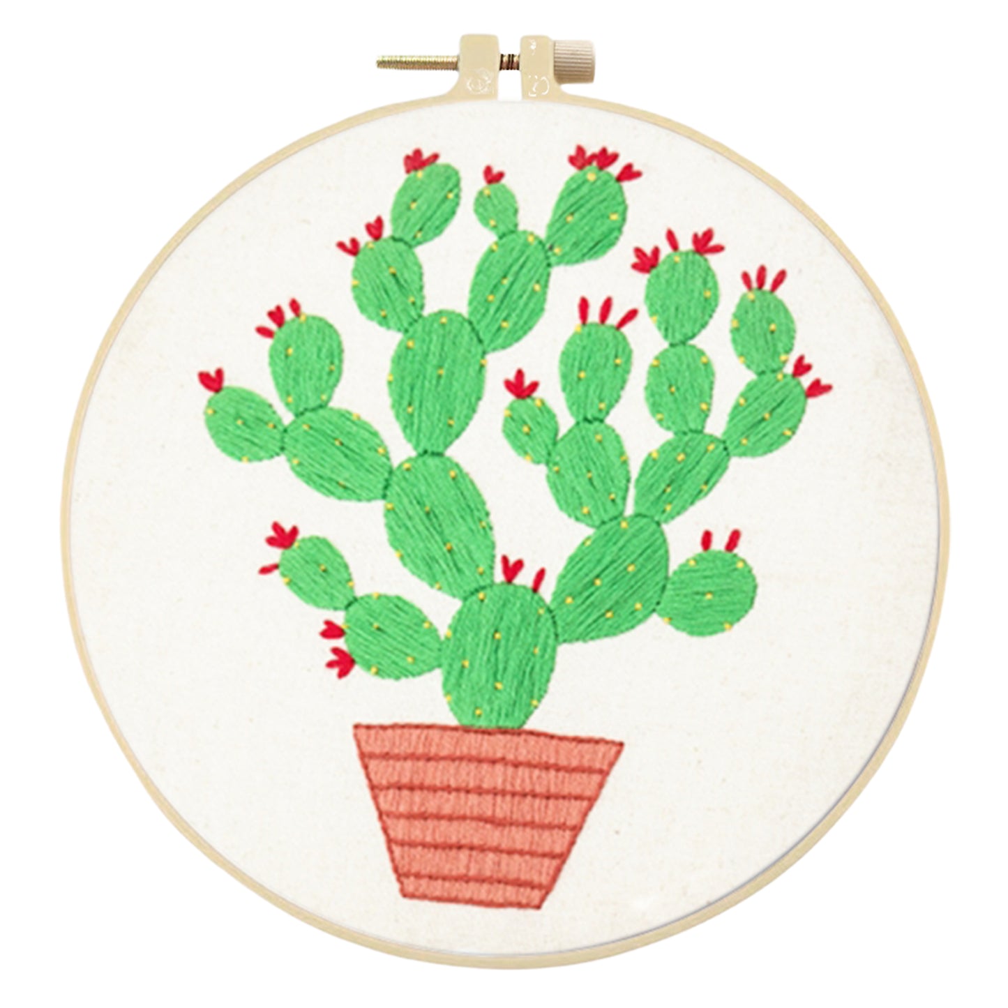 4PCS Green Plants - DIY Embroidery Cross Stitch Kit with Pattern Cotton Threads Needles Hoop 30x30CM/11.81x11.81in