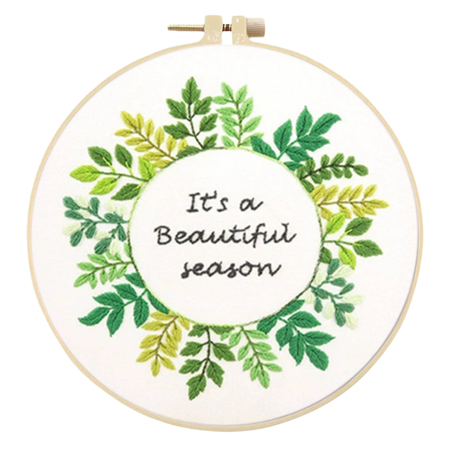 4PCS Flower Slogan - DIY Embroidery Cross Stitch Kit with Pattern Cotton Threads Needles Hoop 30x30CM/11.81x11.81in
