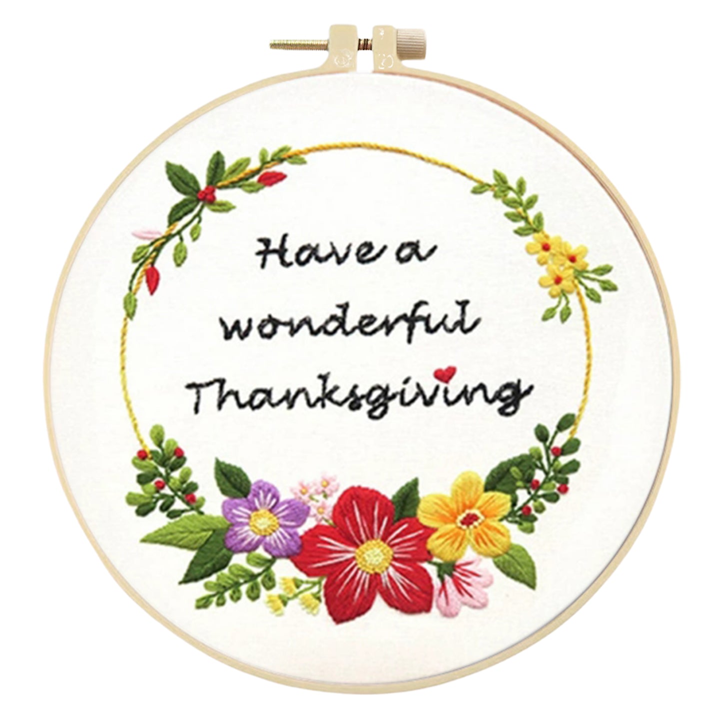 4PCS Flower Slogan - DIY Embroidery Cross Stitch Kit with Pattern Cotton Threads Needles Hoop 30x30CM/11.81x11.81in