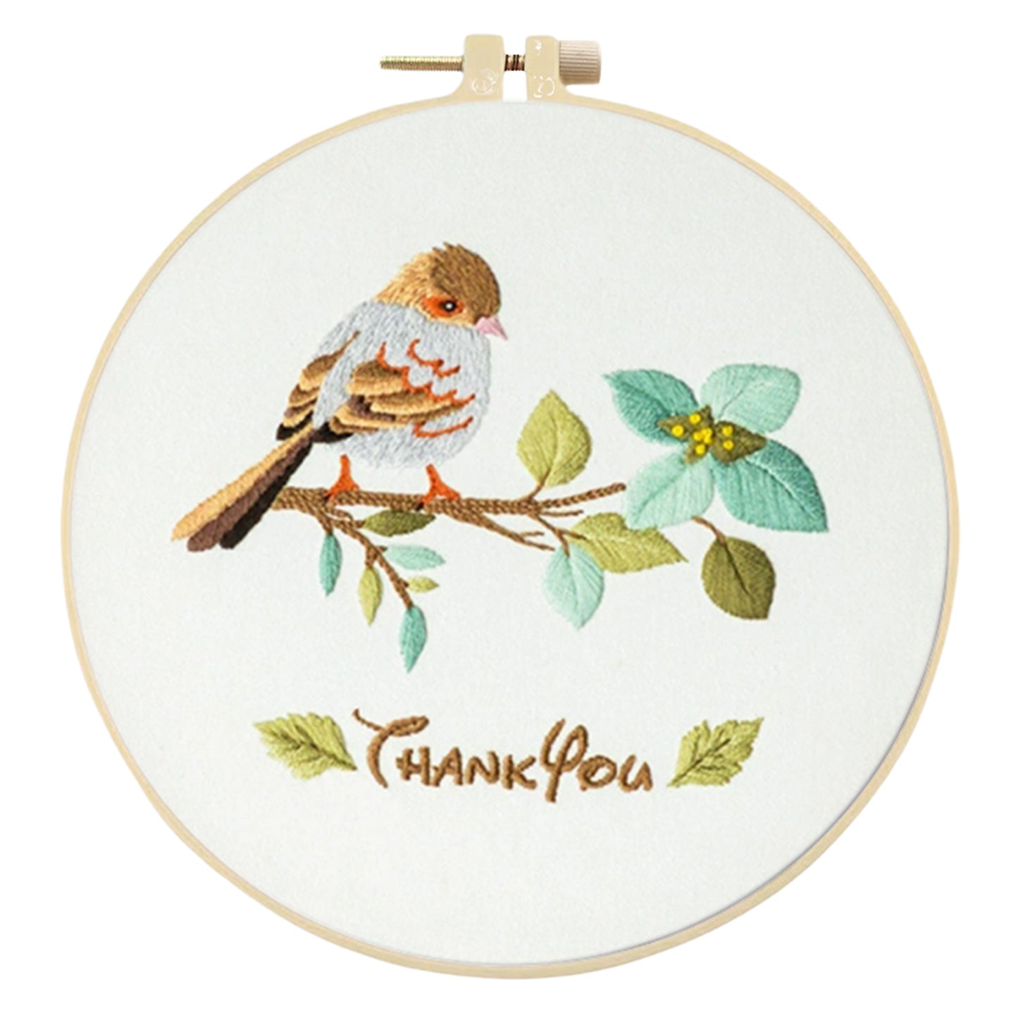 4PCS Flowers & Birds - DIY Embroidery Cross Stitch Kit with Pattern Cotton Threads Needles Hoop 30x30CM/11.81x11.81in