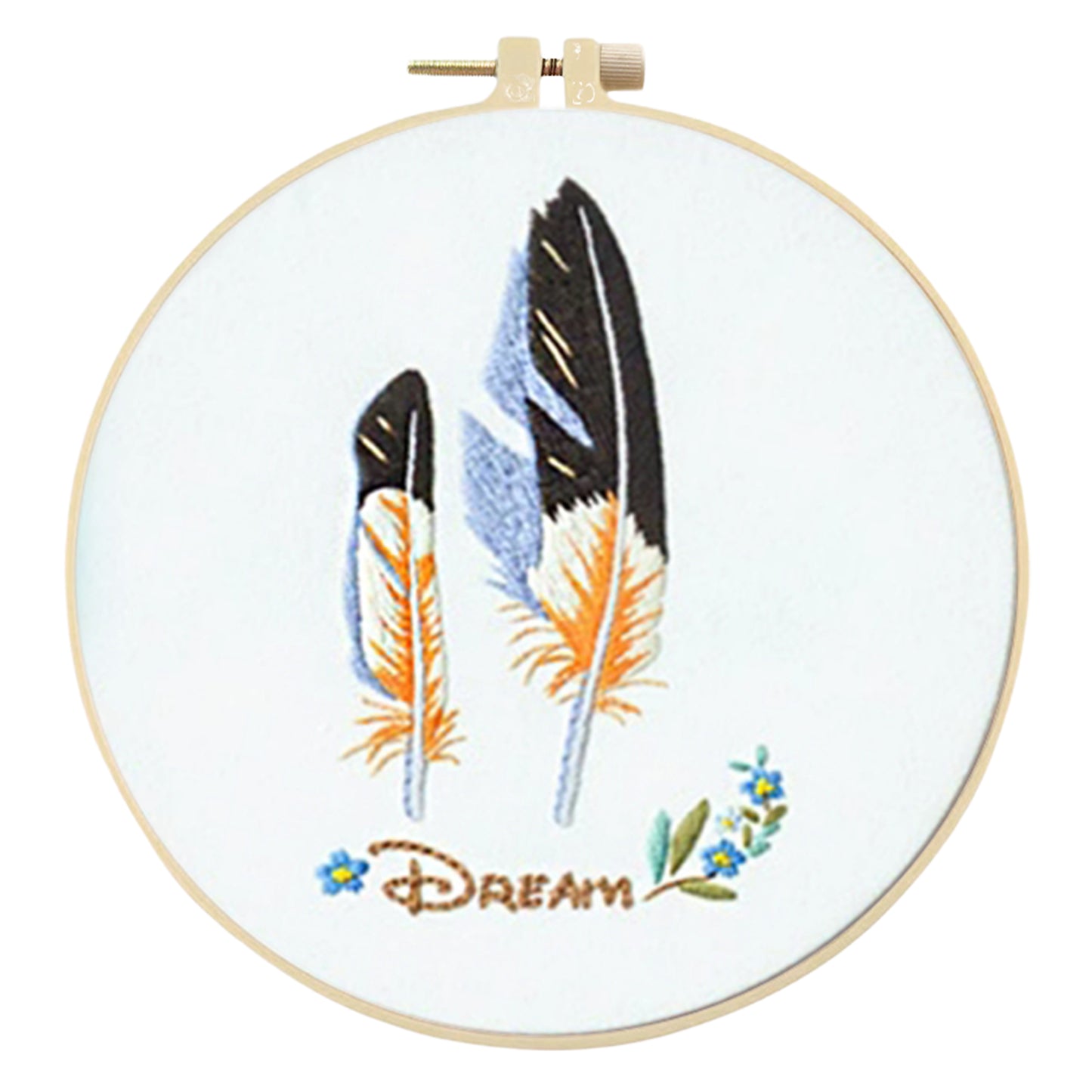 4PCS Flowers & Birds - DIY Embroidery Cross Stitch Kit with Pattern Cotton Threads Needles Hoop 30x30CM/11.81x11.81in