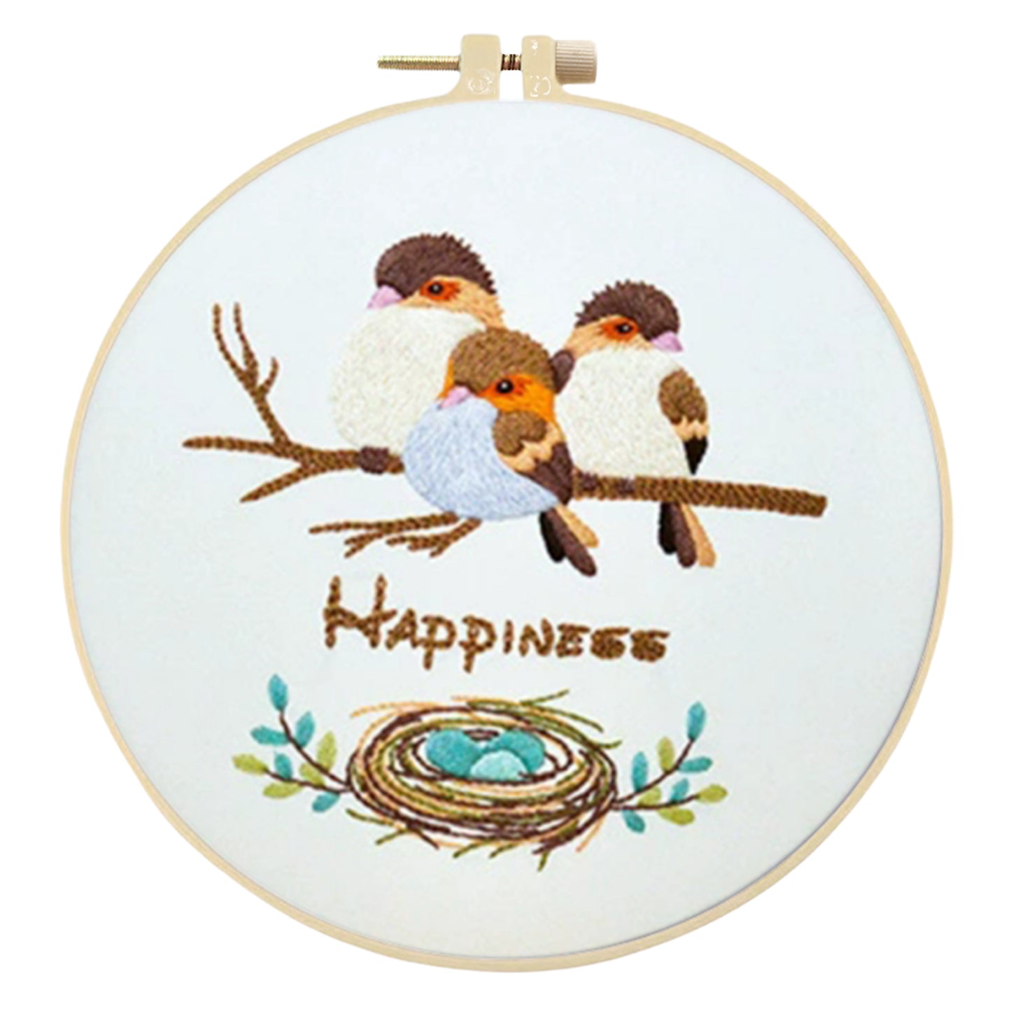 4PCS Flowers & Birds - DIY Embroidery Cross Stitch Kit with Pattern Cotton Threads Needles Hoop 30x30CM/11.81x11.81in