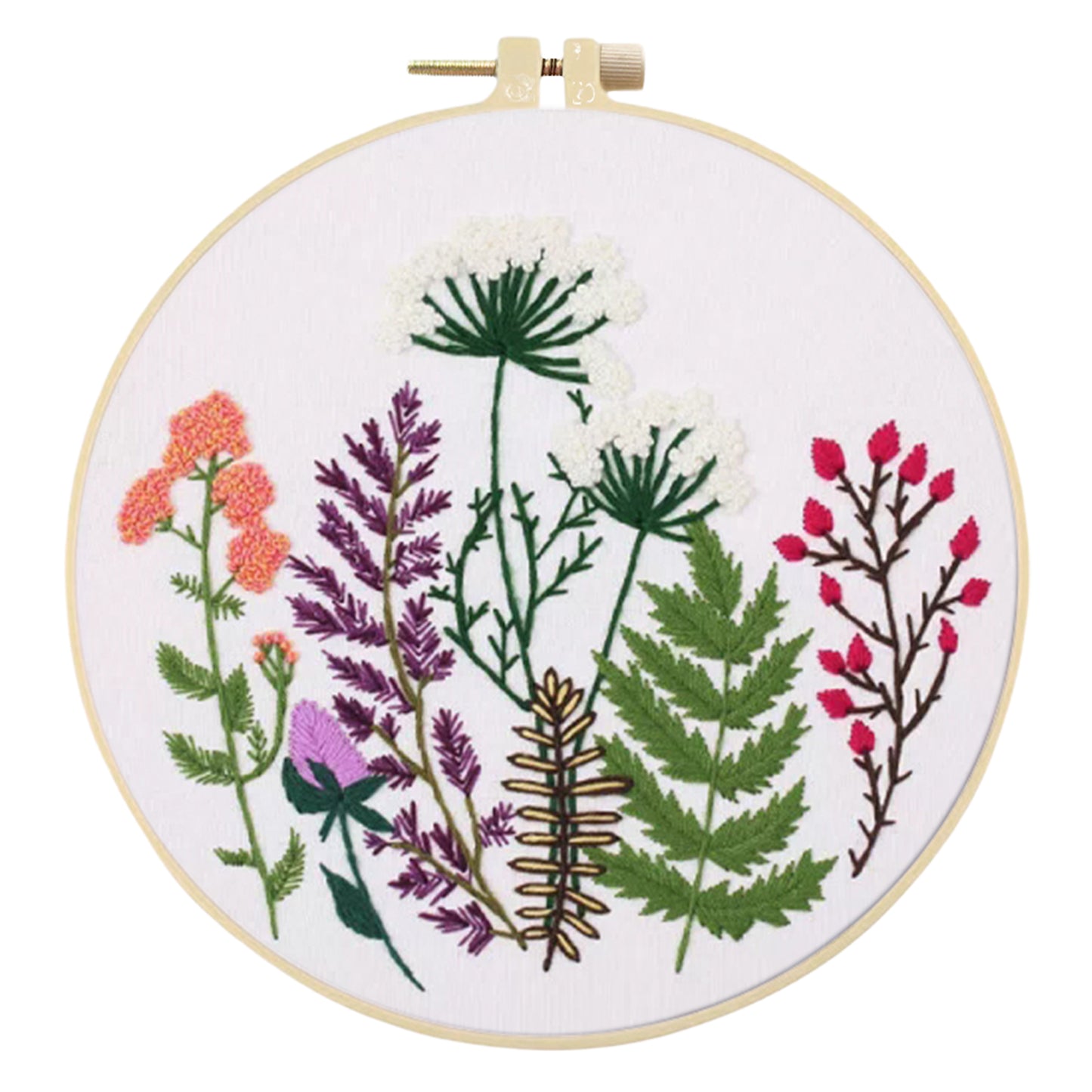 4PCS Plant Series - DIY Embroidery Cross Stitch Kit with Pattern Cotton Threads Needles Hoop 30x30CM/11.81x11.81in