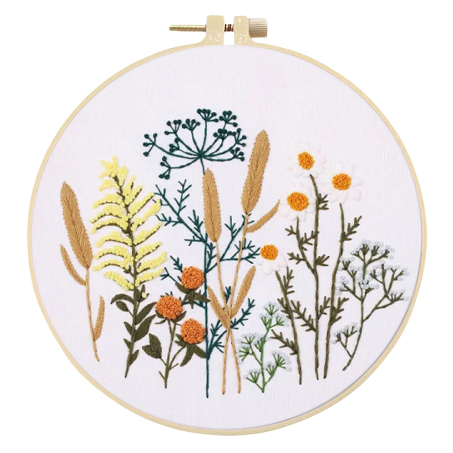 4PCS Plant Series - DIY Embroidery Cross Stitch Kit with Pattern Cotton Threads Needles Hoop 30x30CM/11.81x11.81in