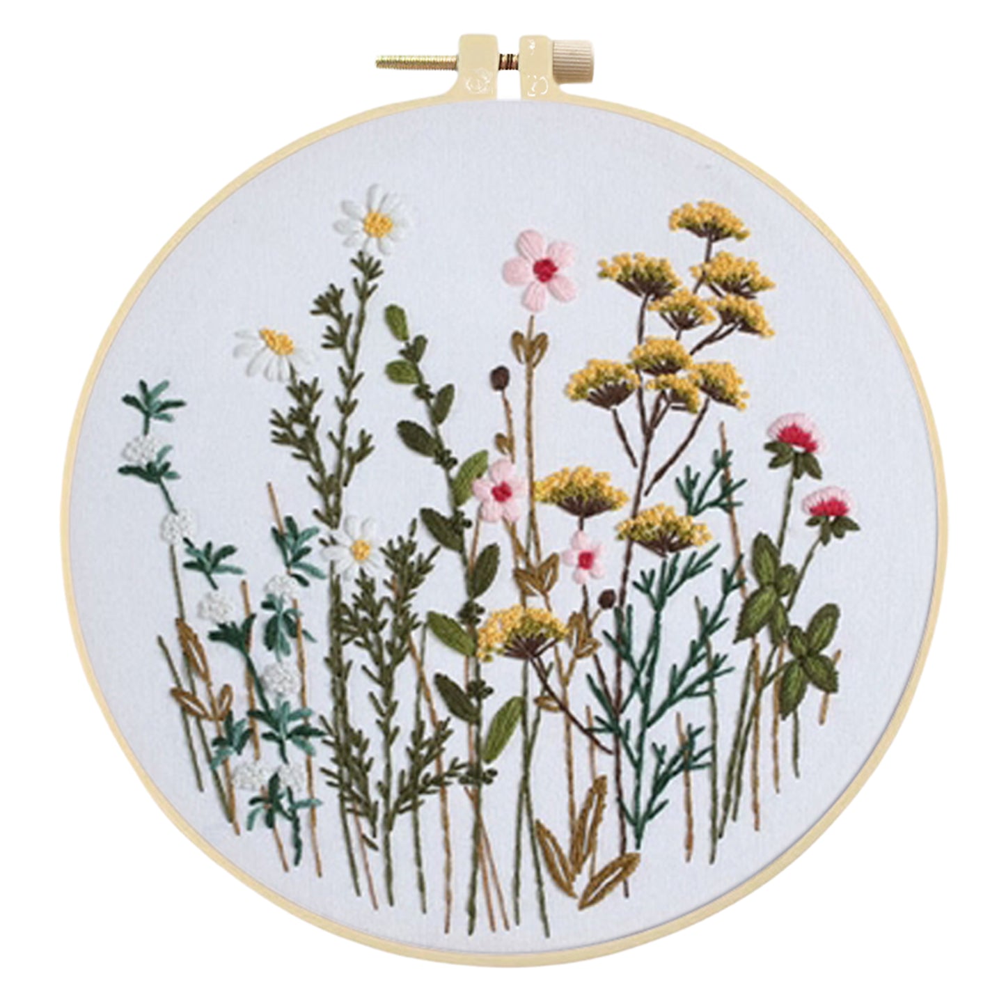 4PCS Plant Series - DIY Embroidery Cross Stitch Kit with Pattern Cotton Threads Needles Hoop 30x30CM/11.81x11.81in