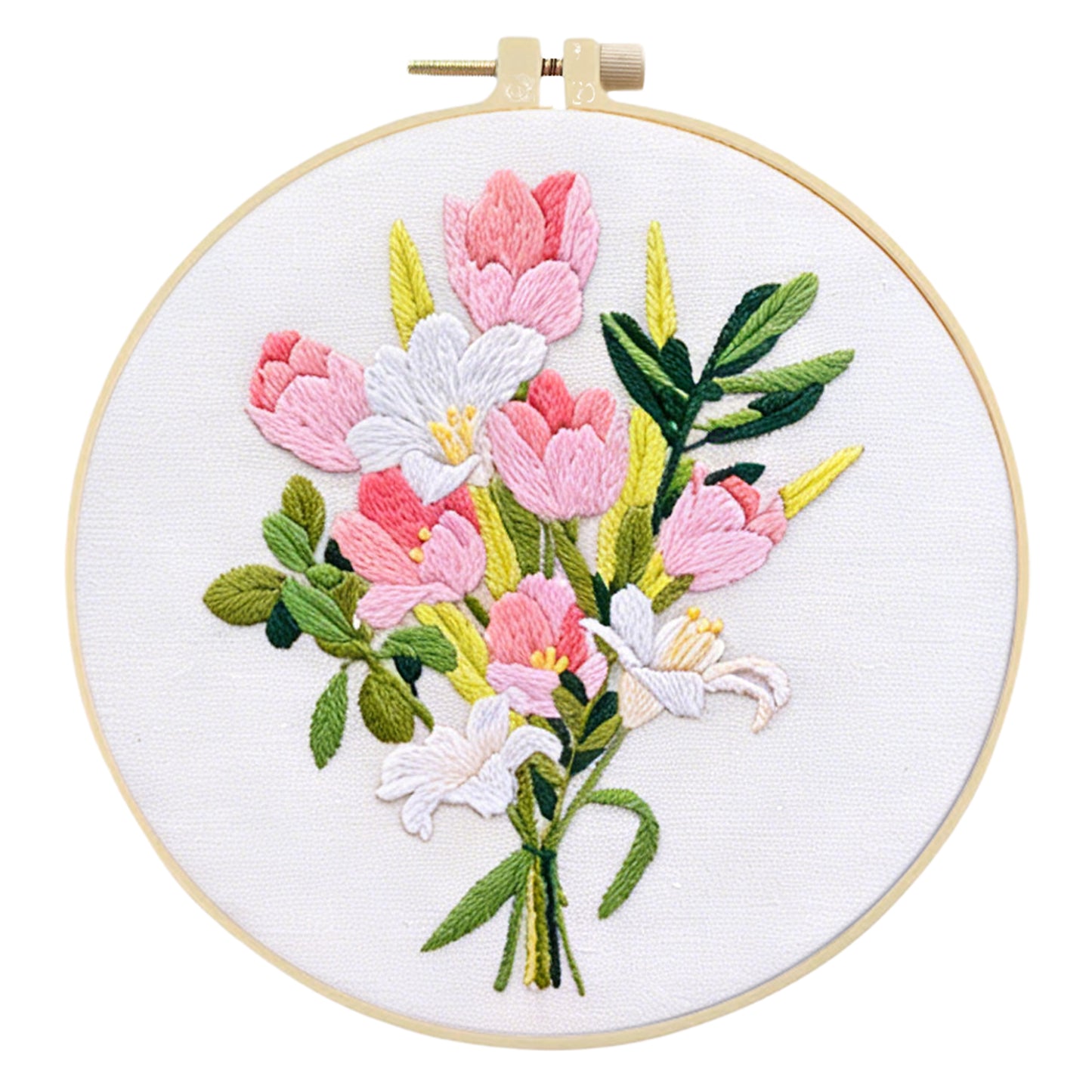 4PCS Daisy & Sunflower Bouquet - DIY Embroidery Cross Stitch Kit with Pattern Cotton Threads Needles Hoop 30x30CM/11.81x11.81in