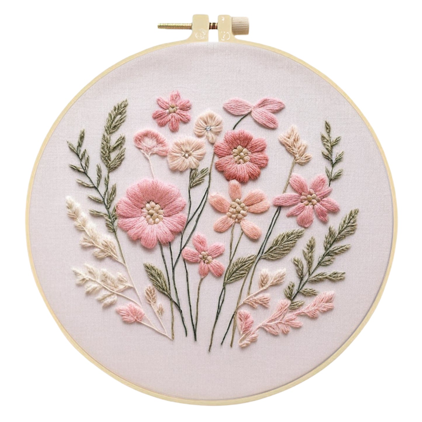 3PCS Flowers & Bicycle - DIY Embroidery Cross Stitch Kit with Pattern Cotton Threads Needles Hoop 30x30CM/11.81x11.81in