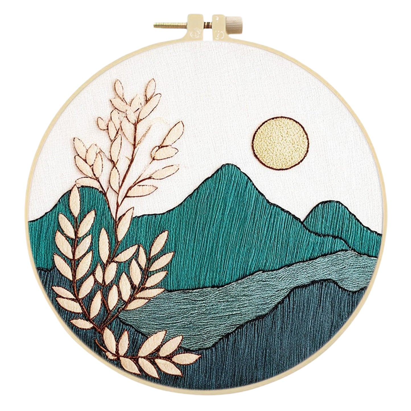 3PCS Mountains, Rivers & Flowers - DIY Embroidery Cross Stitch Kit with Pattern Cotton Threads Needles Hoop 30x30CM/11.81x11.81in