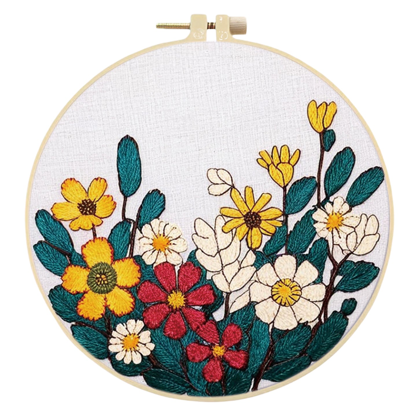 3PCS Mountains, Rivers & Flowers - DIY Embroidery Cross Stitch Kit with Pattern Cotton Threads Needles Hoop 30x30CM/11.81x11.81in
