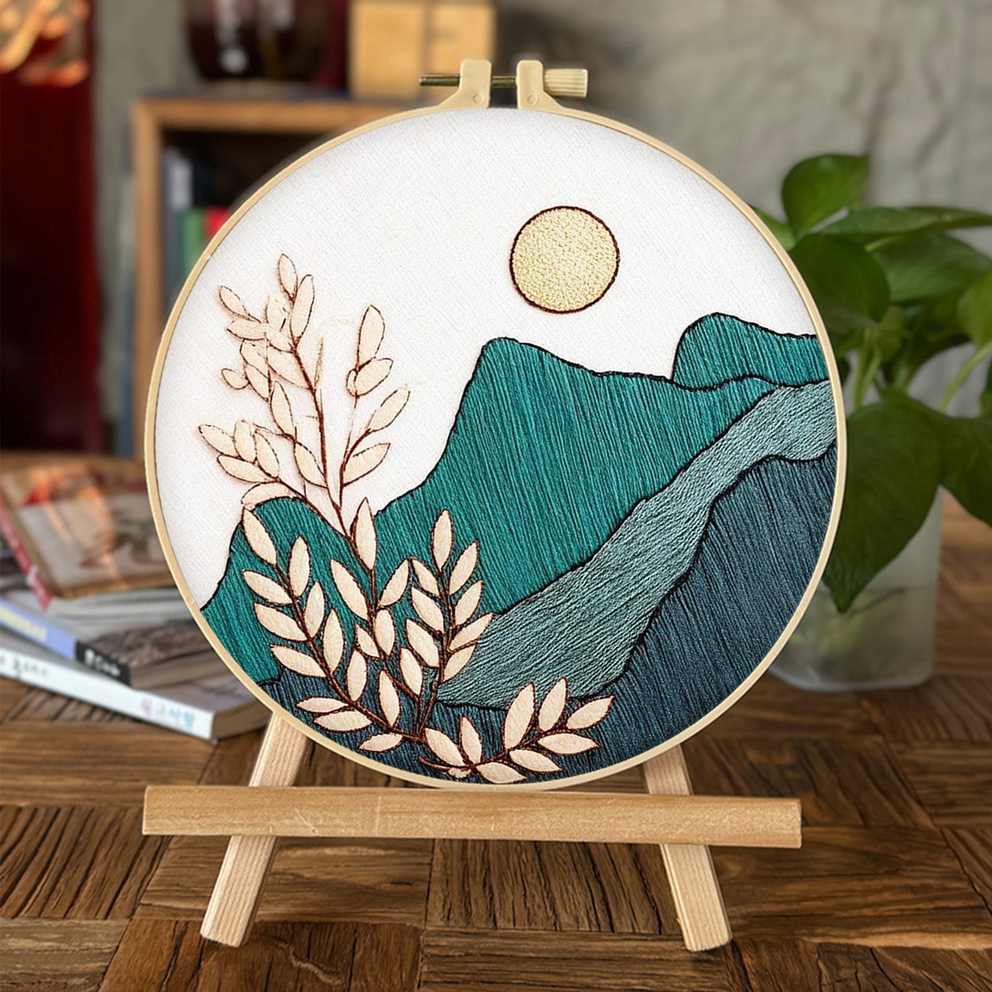 3PCS Mountains, Rivers & Flowers - DIY Embroidery Cross Stitch Kit with Pattern Cotton Threads Needles Hoop 30x30CM/11.81x11.81in
